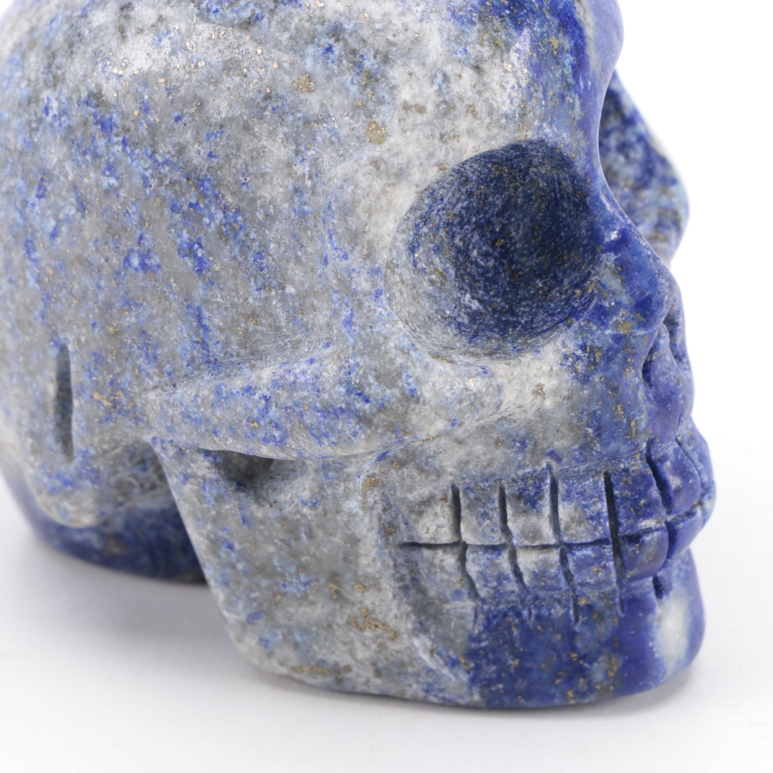 Grand Tour Hand-Carved Lapis Lazuli Skull