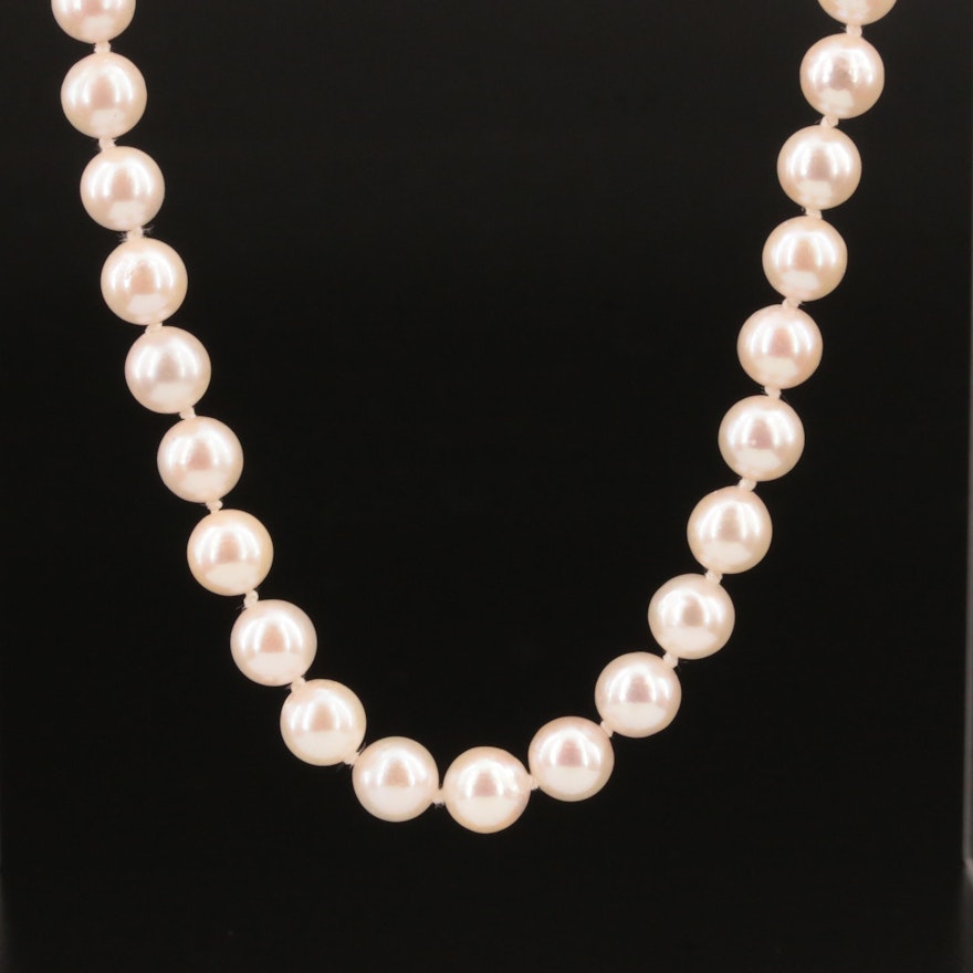 Pearl Graduating Necklace with 14K Clasp