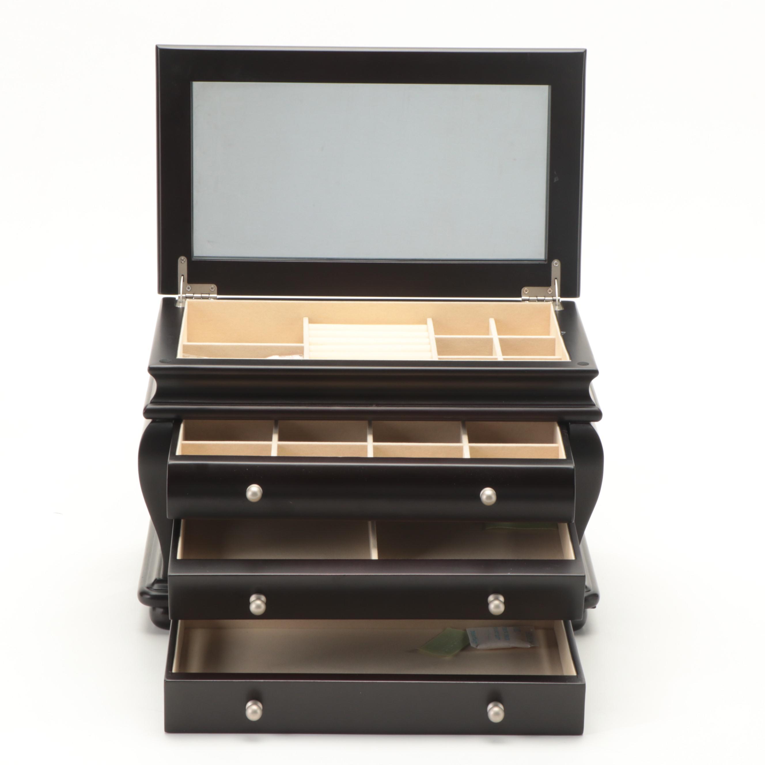 Things Remembered Espresso Finish Three-Drawer Jewelry Box