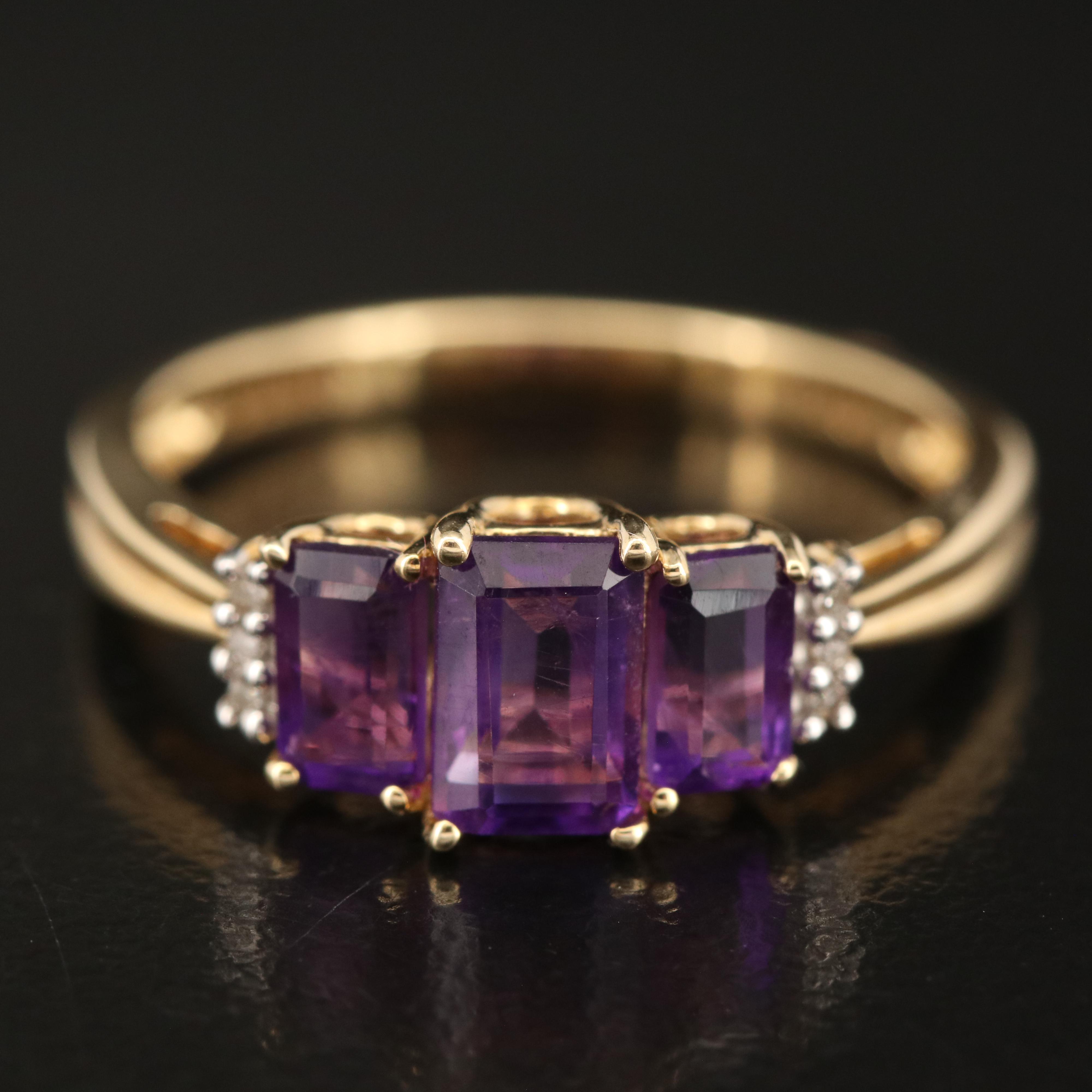 10K Amethyst and Diamond Ring