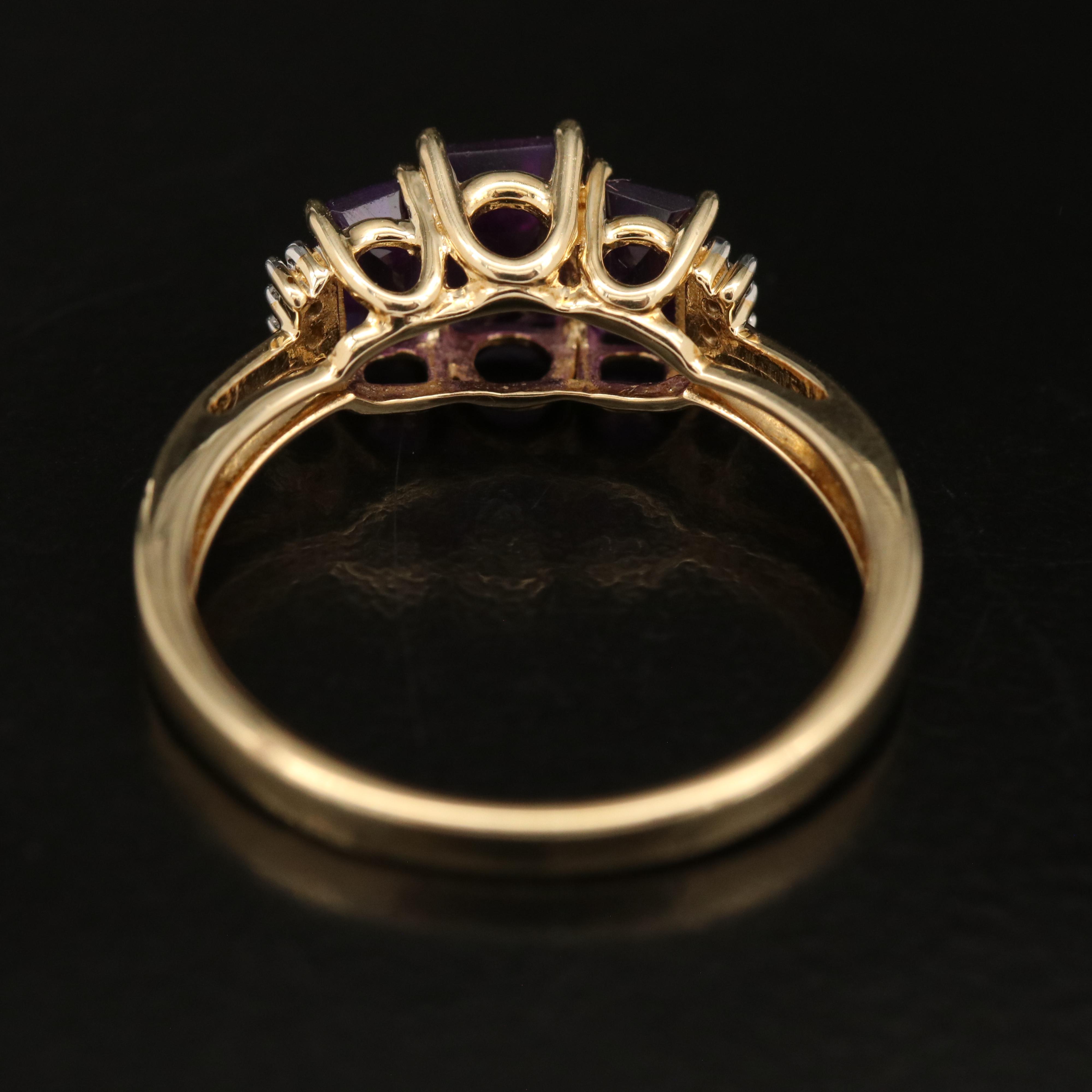 10K Amethyst and Diamond Ring