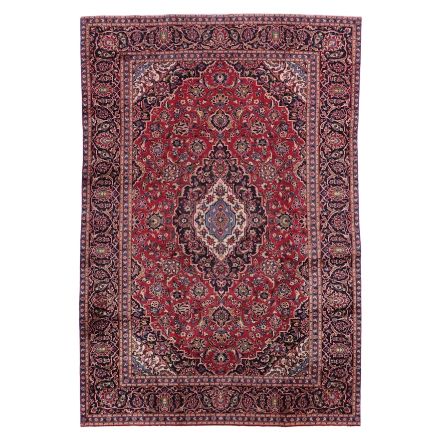 7'10 x 11'5 Hand-Knotted Persian Kashan Area Rug