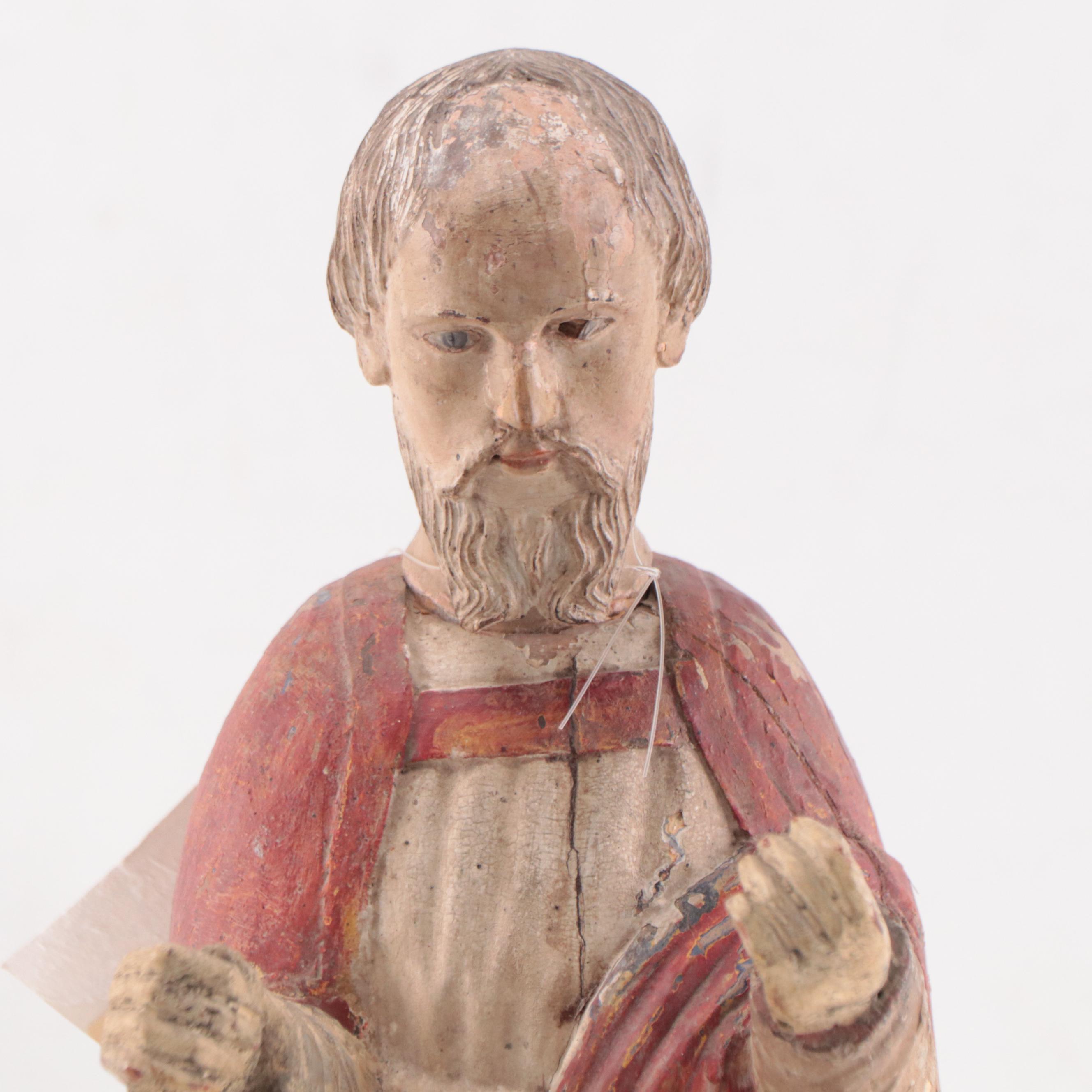 French-Vietnamese Christian Figure of a Saint in a Red Cloak, Early 20th Century