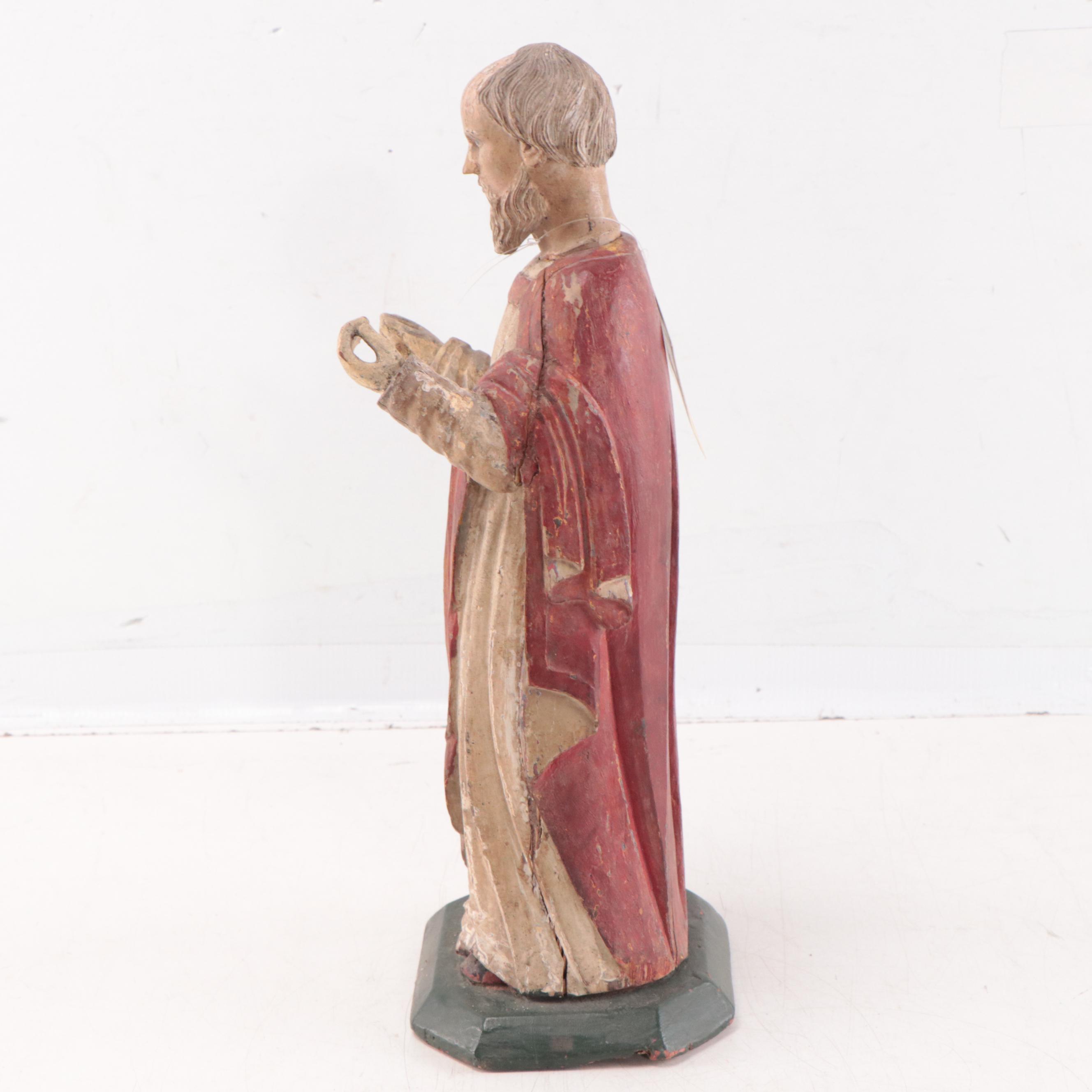 French-Vietnamese Christian Figure of a Saint in a Red Cloak, Early 20th Century