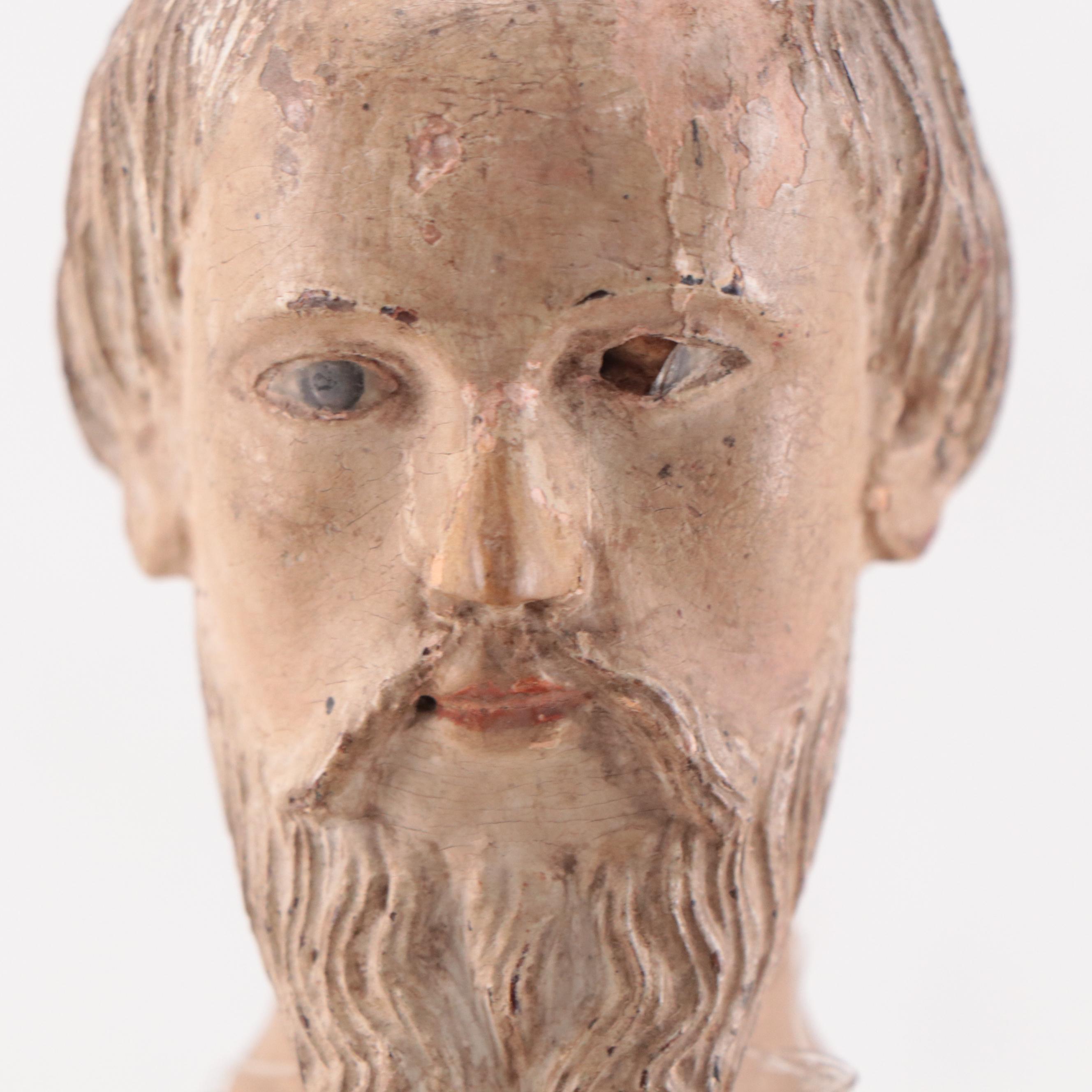 French-Vietnamese Christian Figure of a Saint in a Red Cloak, Early 20th Century