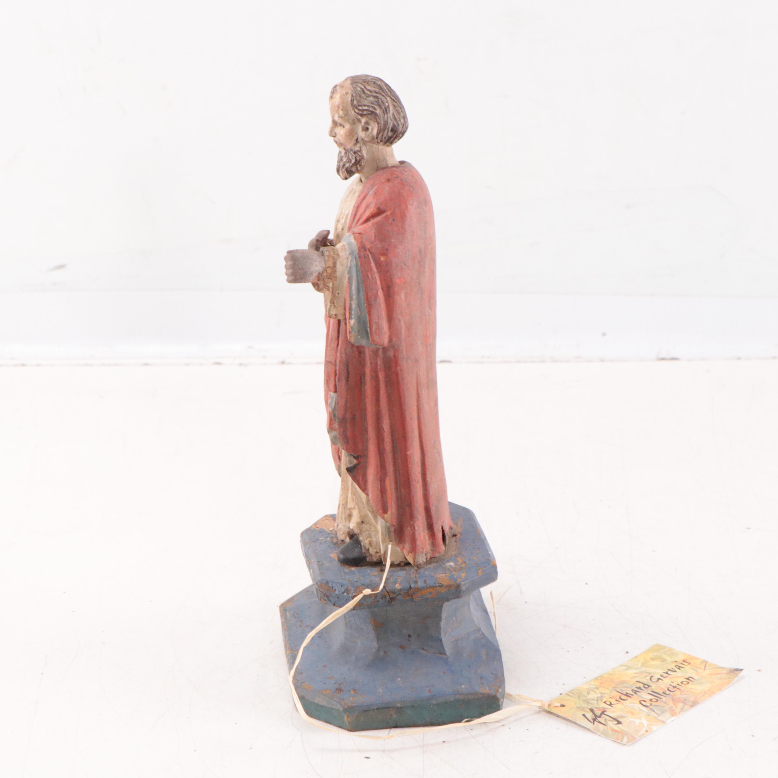 French-Vietnamese Polychromed Wooden Figure of Saint Joseph, Early 20th Century