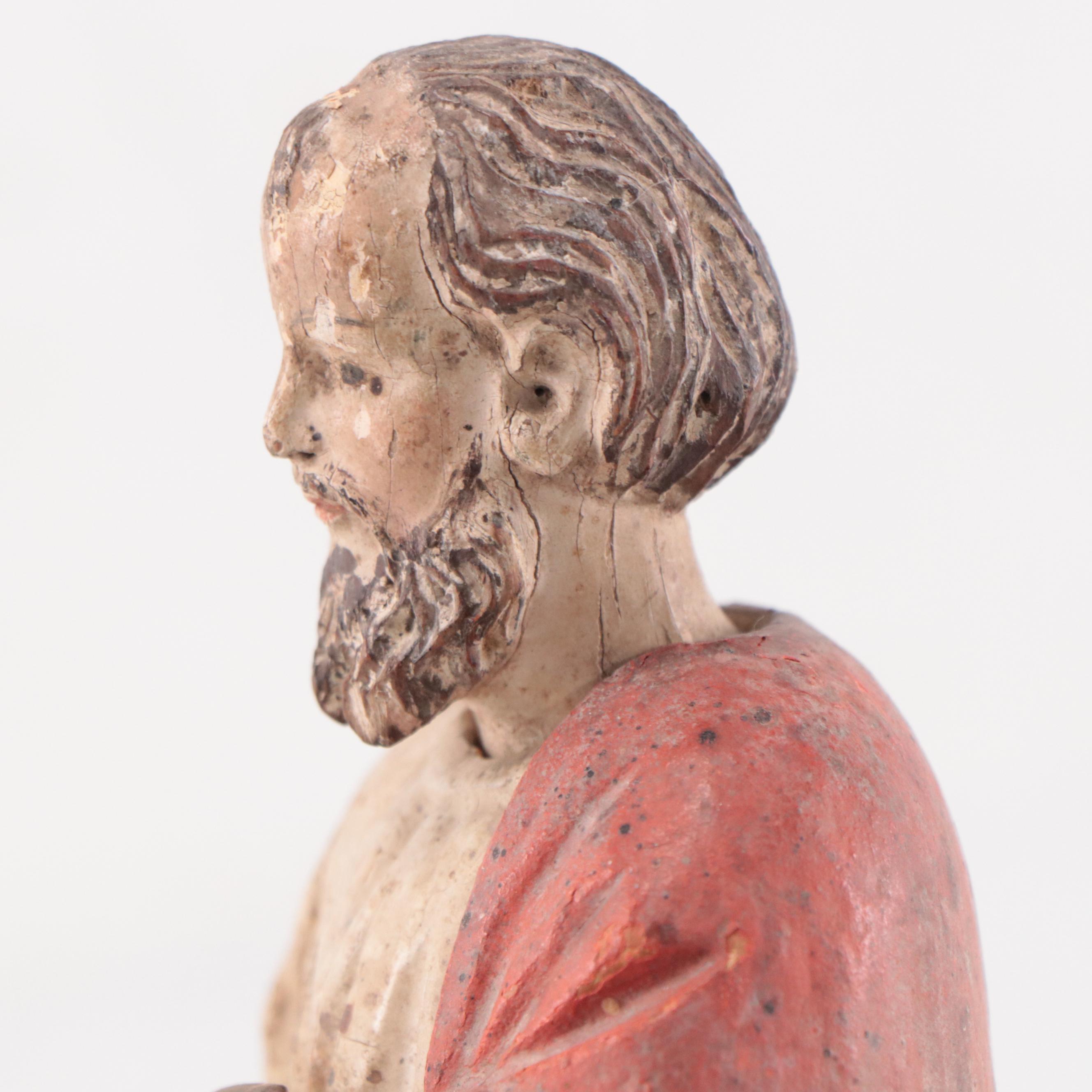 French-Vietnamese Polychromed Wooden Figure of Saint Joseph, Early 20th Century