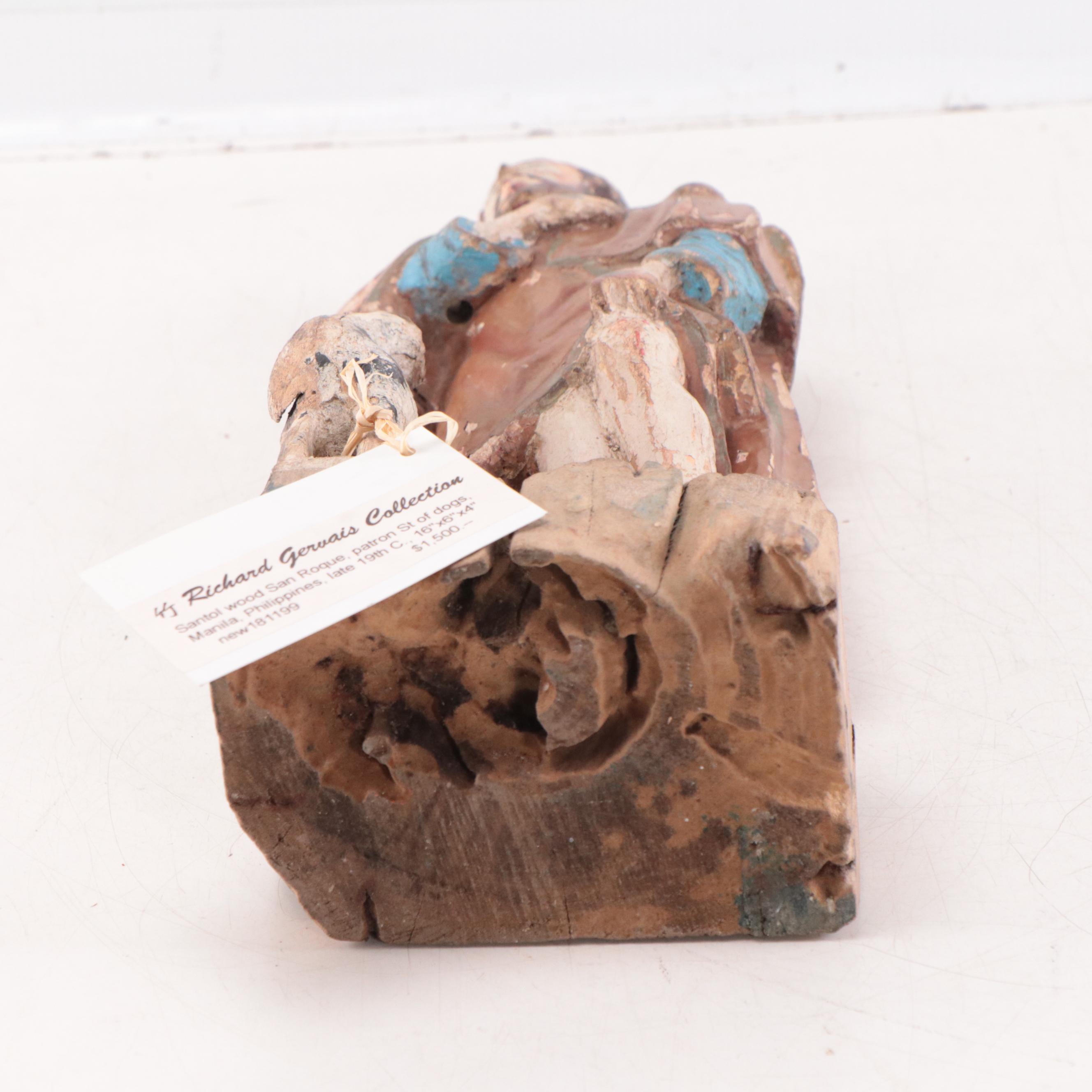 Filipino Painted Wood St. Roch Figure, Late 19th Century