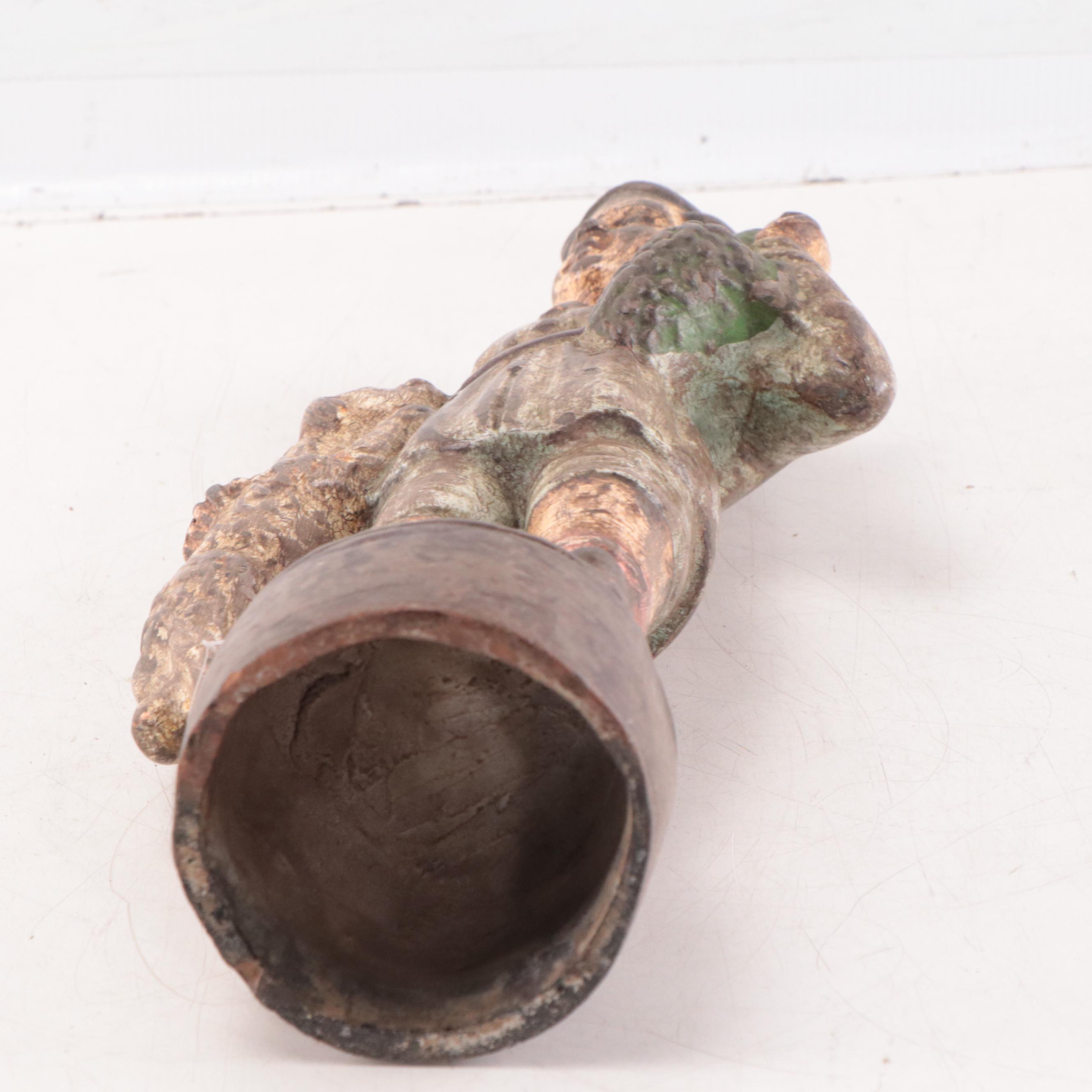 Indian Painted Earthenware Figure With Dog and Grapes, Mid-20th Century