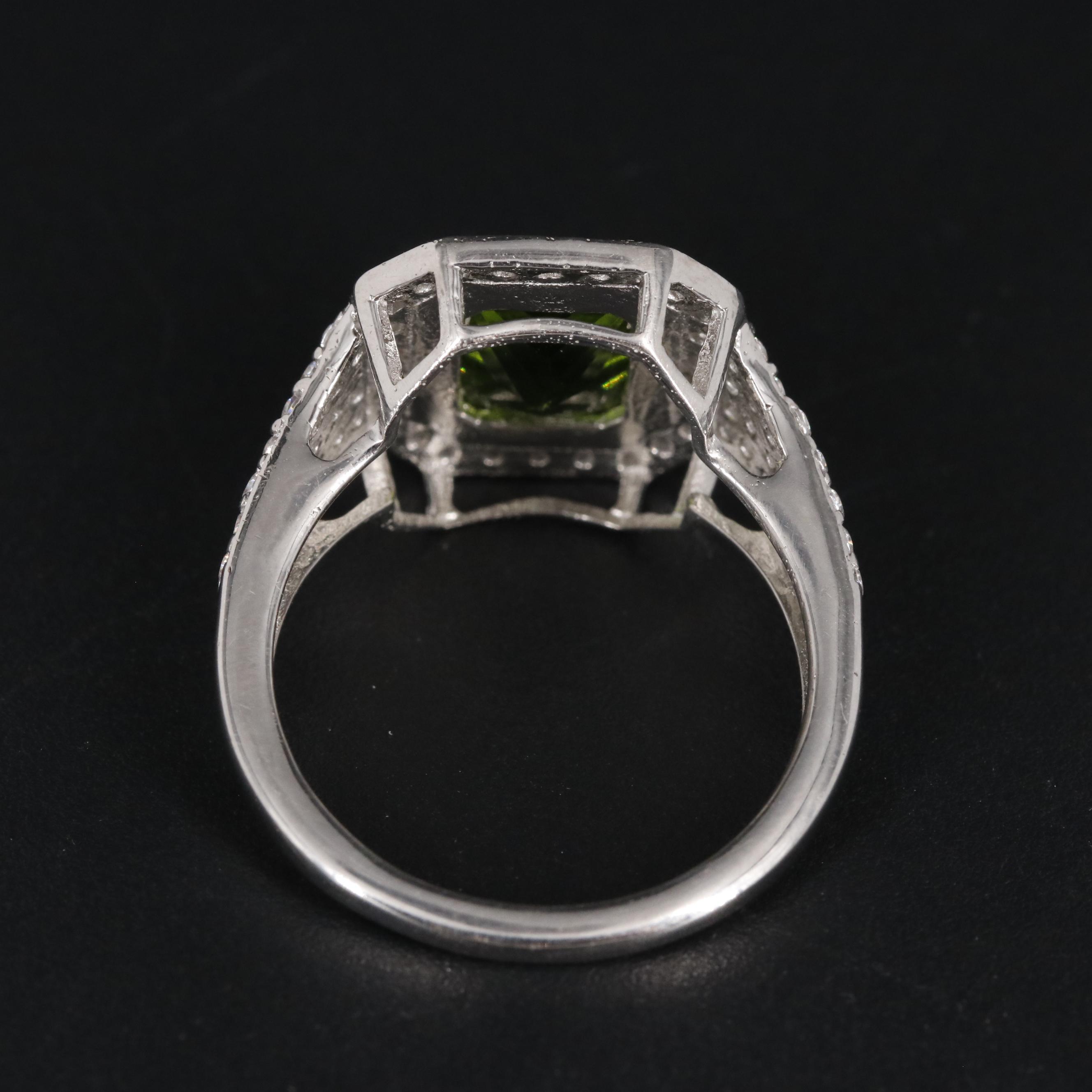 Sterling Peridot and Cubic Zirconia Ring