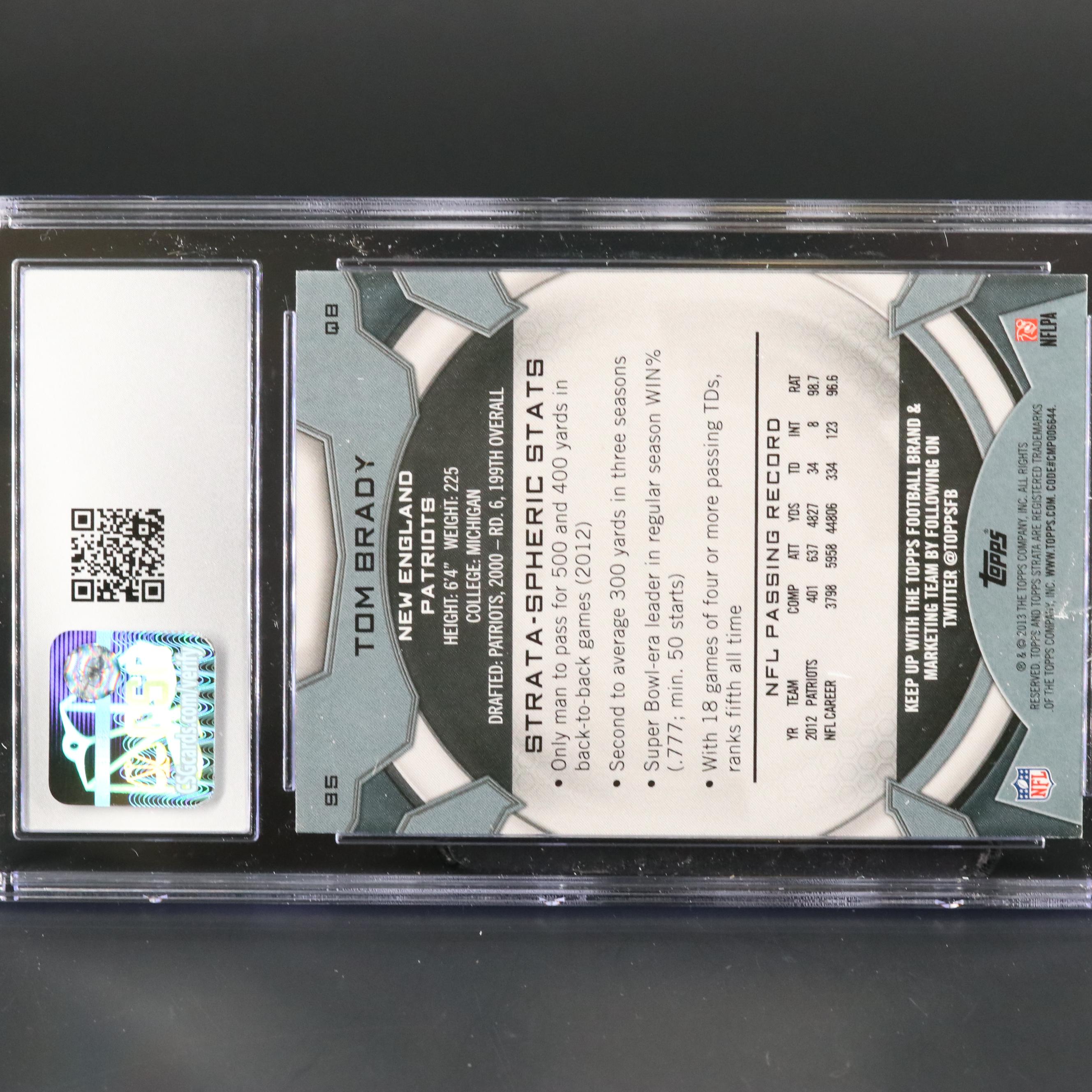 2013 Topps Strata Tom Brady CSG 9 #95 New England Patriots