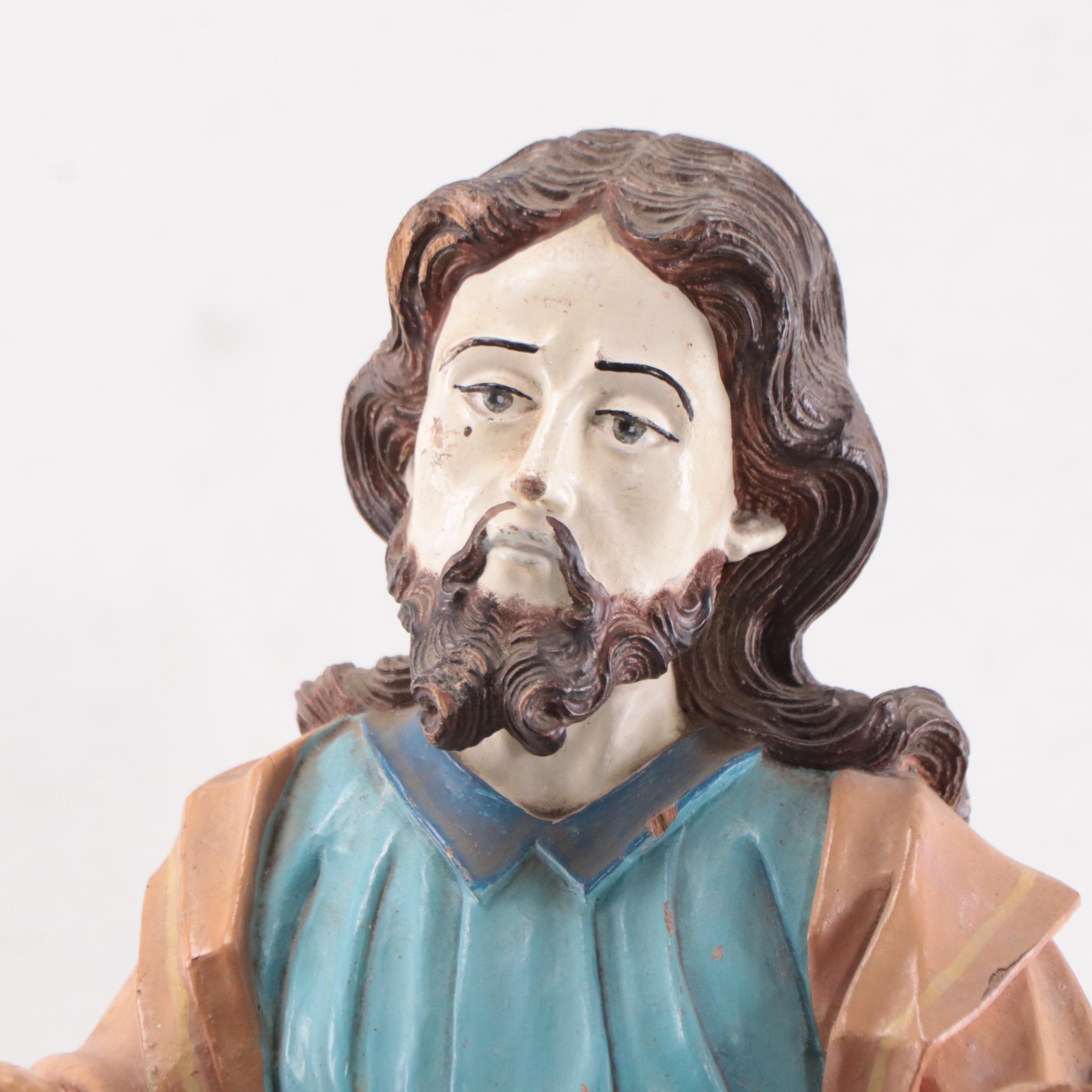 Portuguese Colonial (Sri Lanka) Painted Wood Santos Figure of Christ, 18th C
