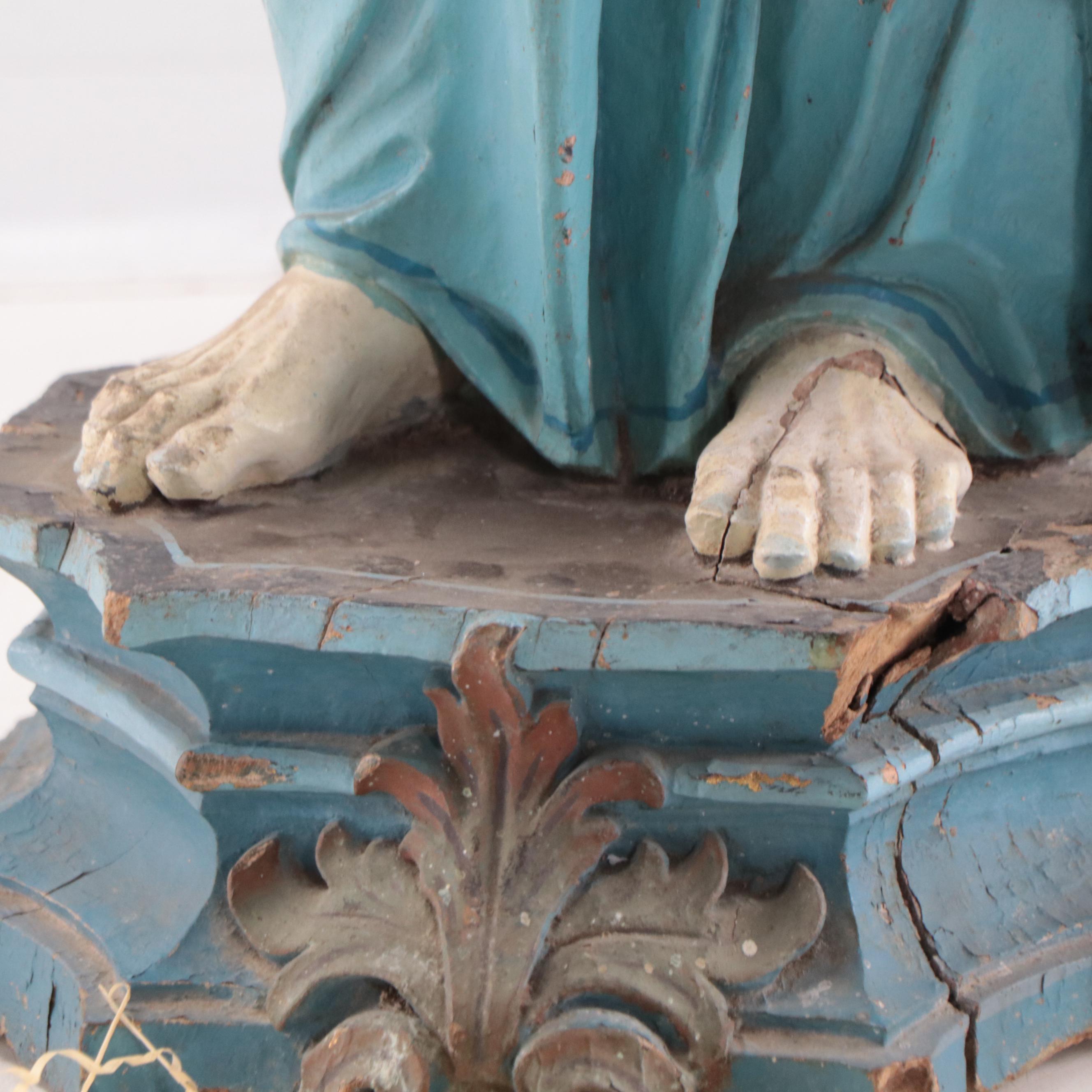 Portuguese Colonial (Sri Lanka) Painted Wood Santos Figure of Christ, 18th C