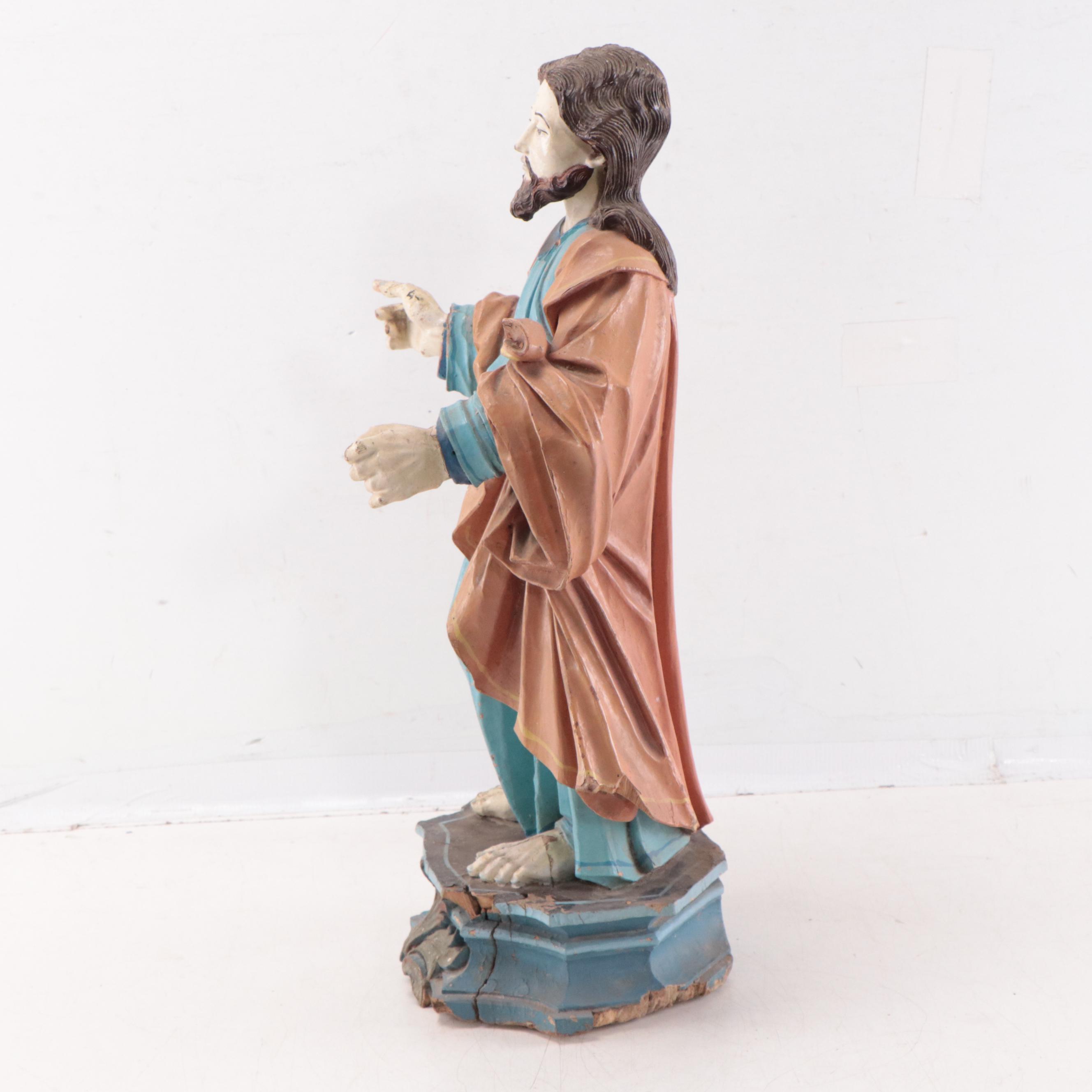 Portuguese Colonial (Sri Lanka) Painted Wood Santos Figure of Christ, 18th C