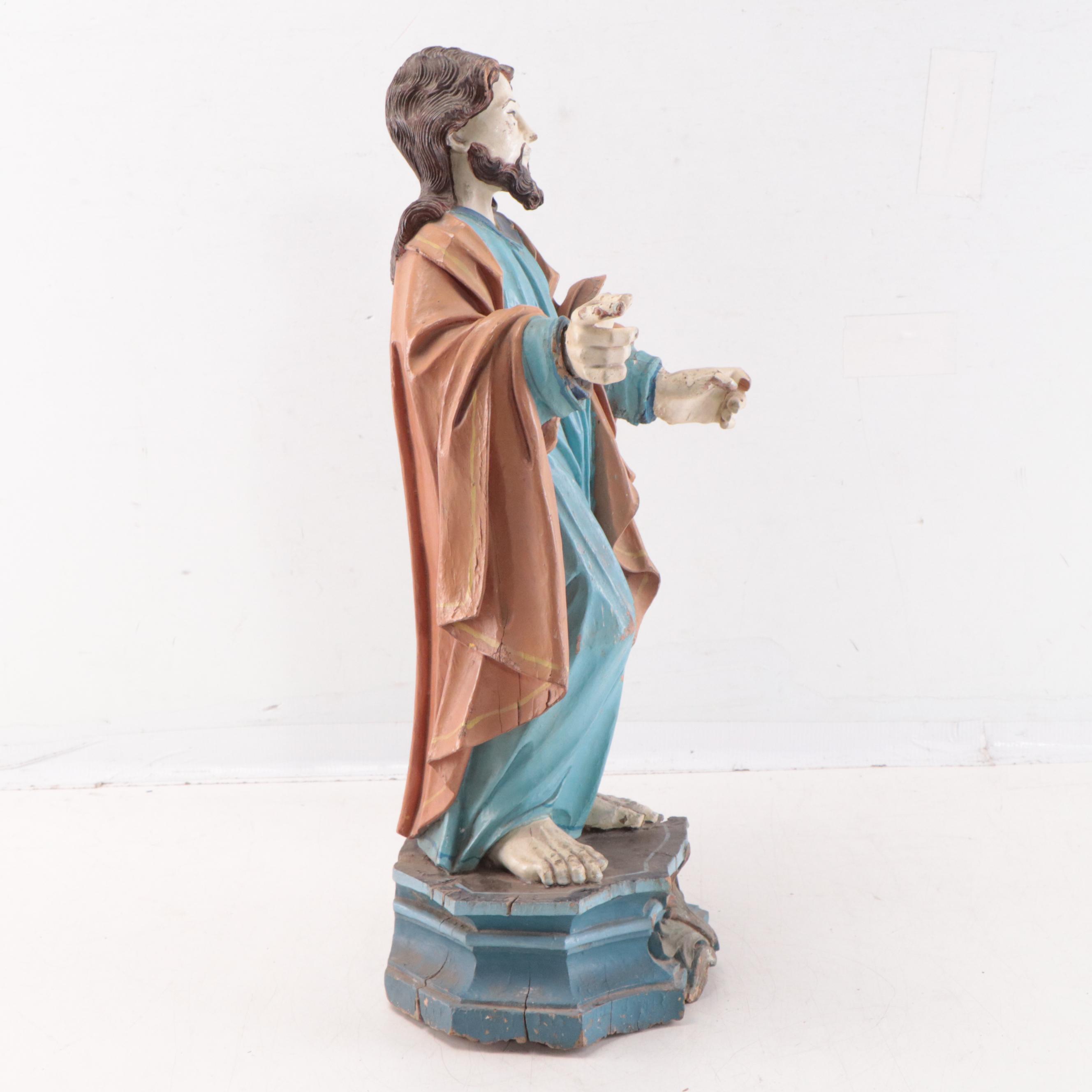 Portuguese Colonial (Sri Lanka) Painted Wood Santos Figure of Christ, 18th C