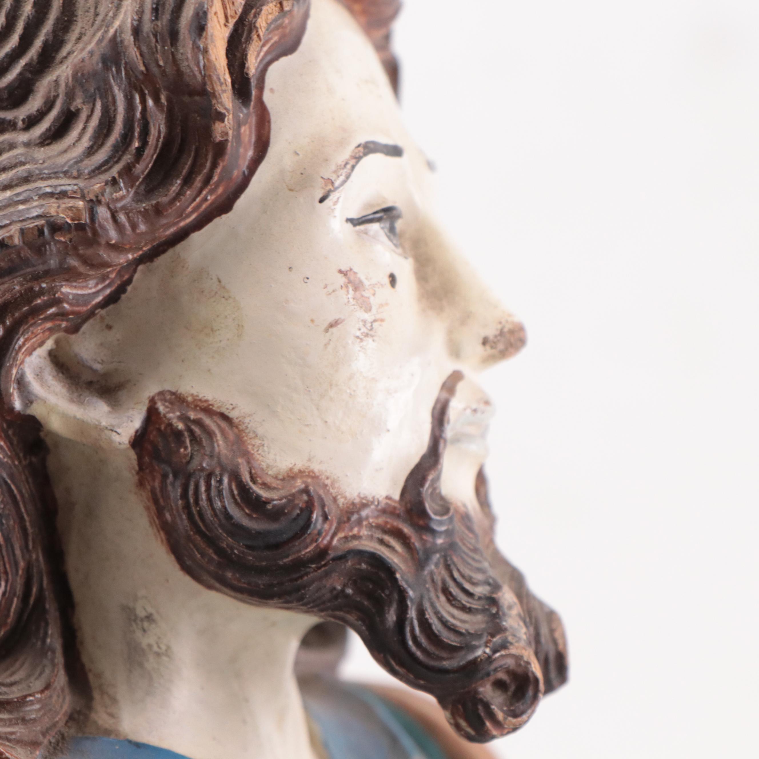 Portuguese Colonial (Sri Lanka) Painted Wood Santos Figure of Christ, 18th C