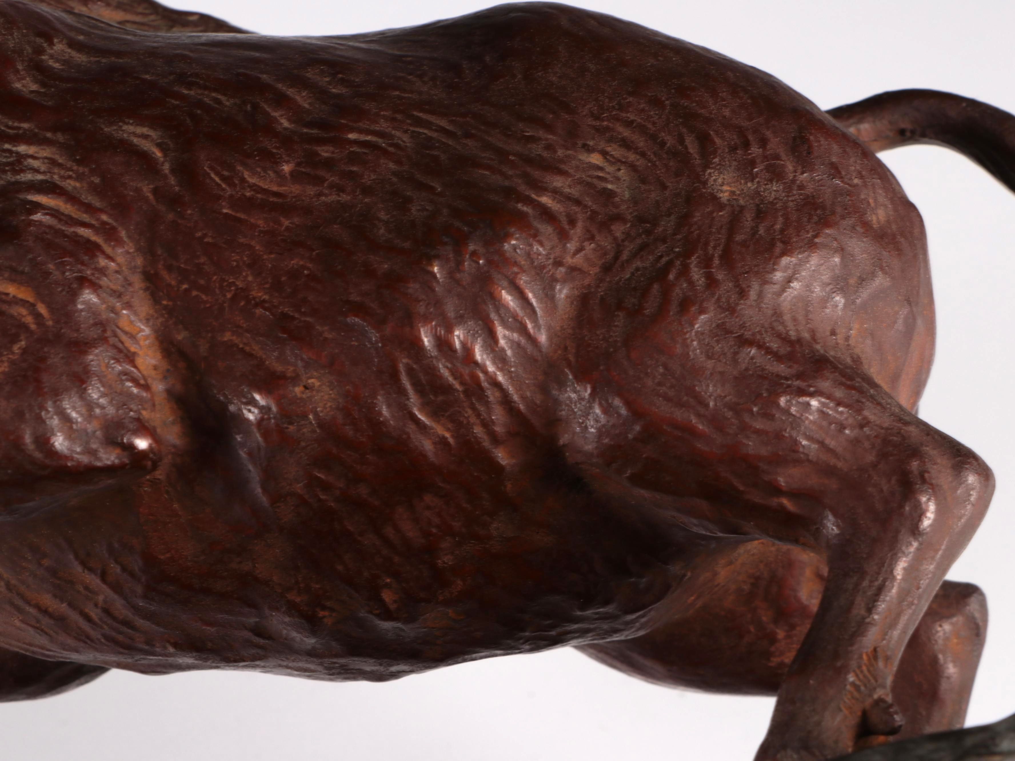 Large Austrian Cold Painted Bronze Wild Boar Figure, Late 19th Century