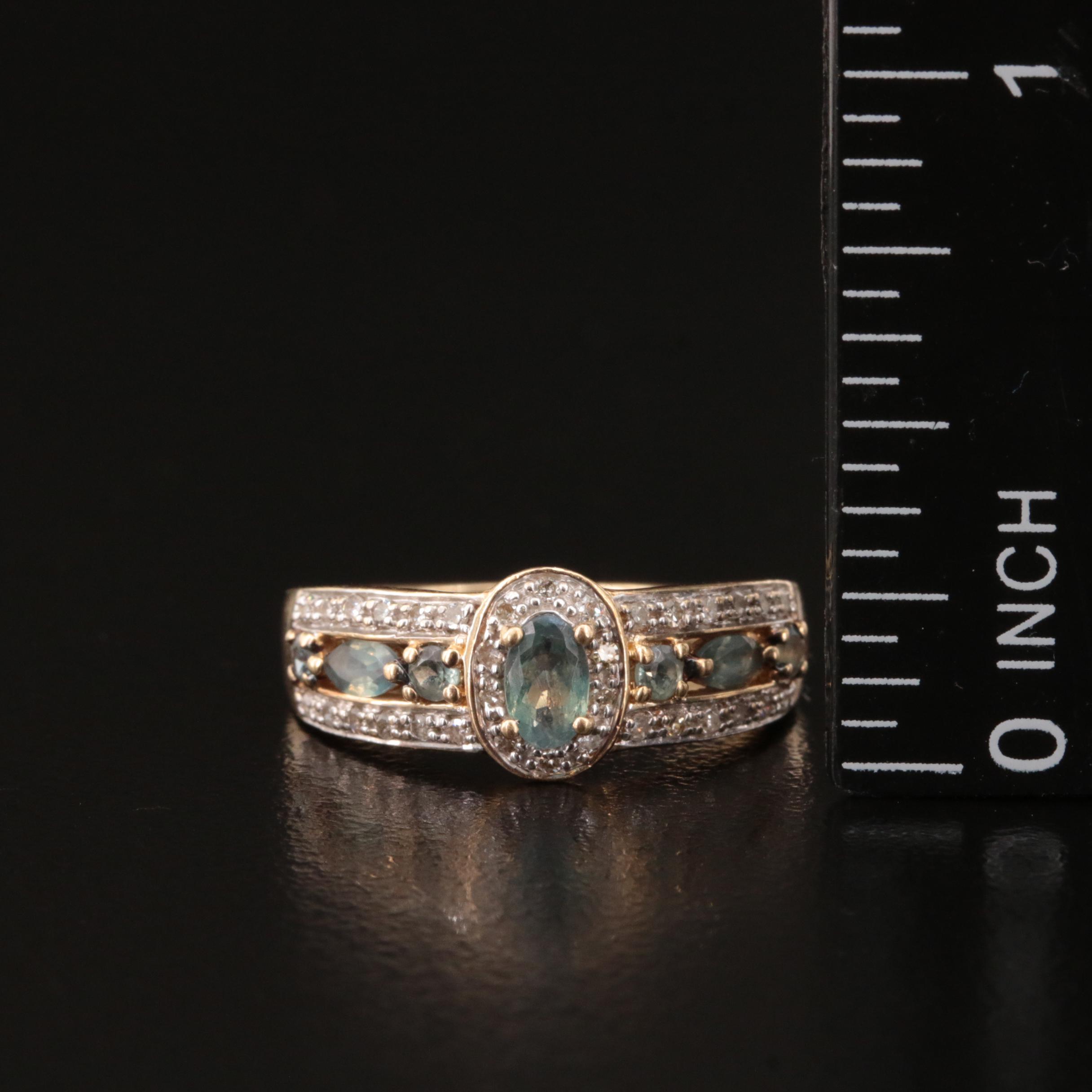 14K Alexandrite and Diamond Ring