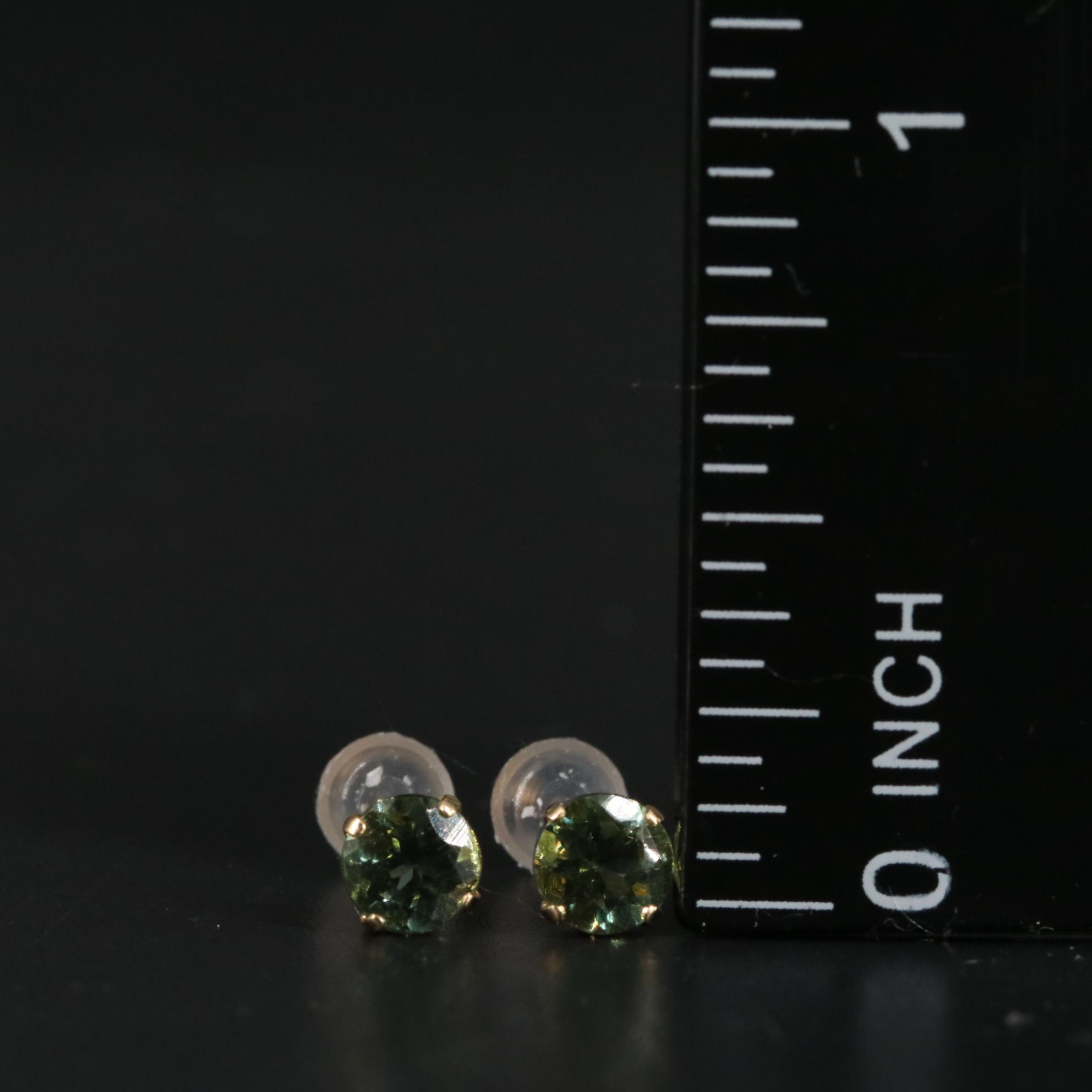 18K Green Apatite Stud Earrings
