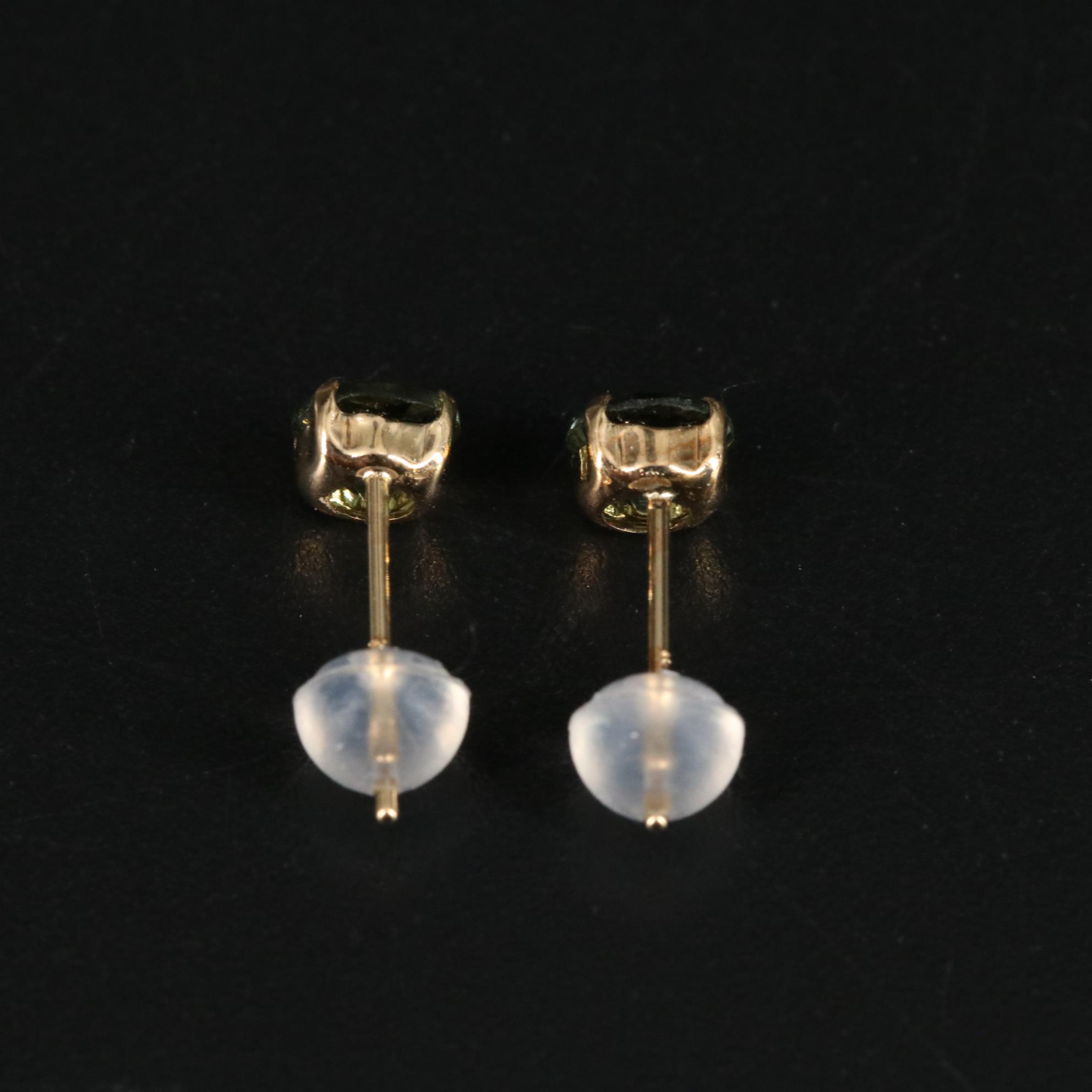 18K Green Apatite Stud Earrings