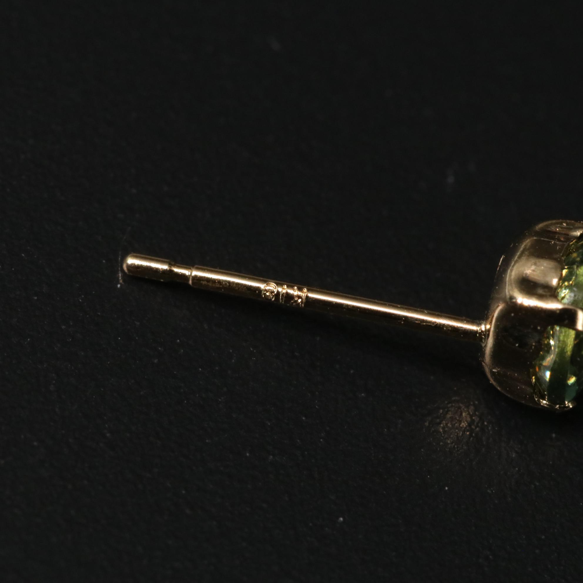 18K Green Apatite Stud Earrings