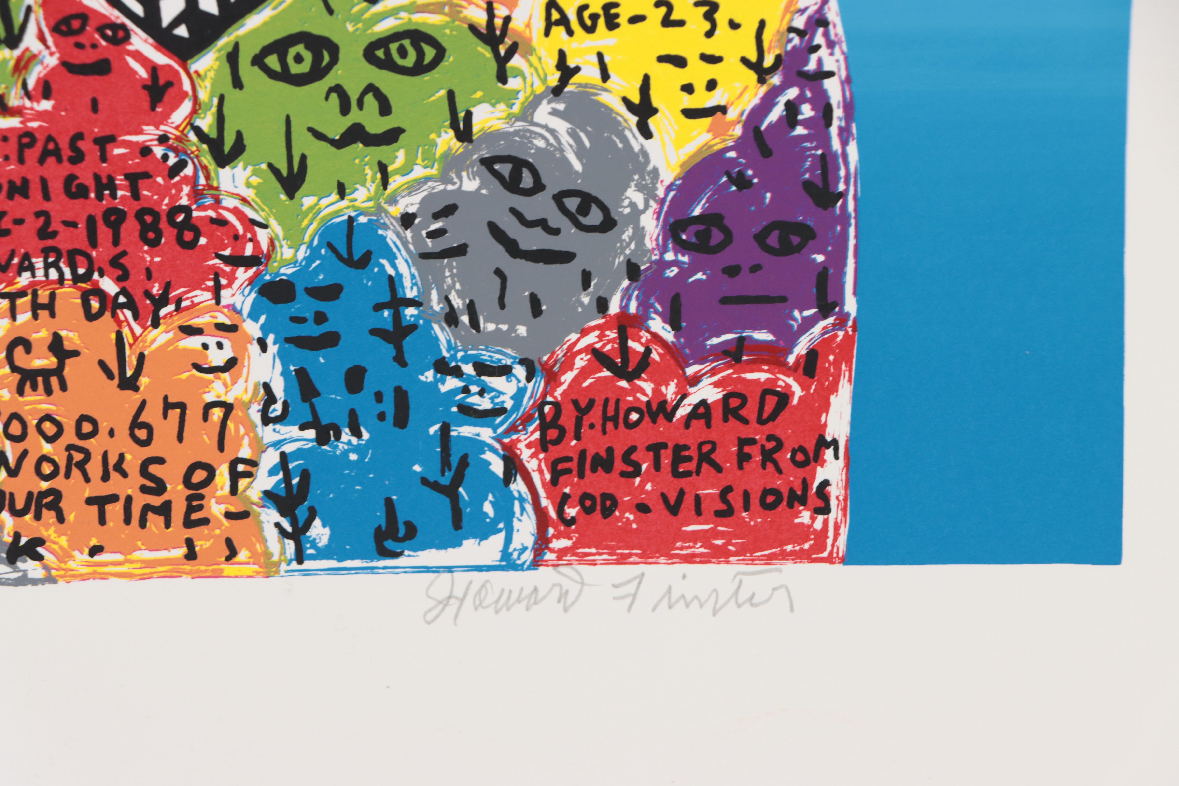 Howard Finster Folk Art Serigraph "Young George," Circa 1988