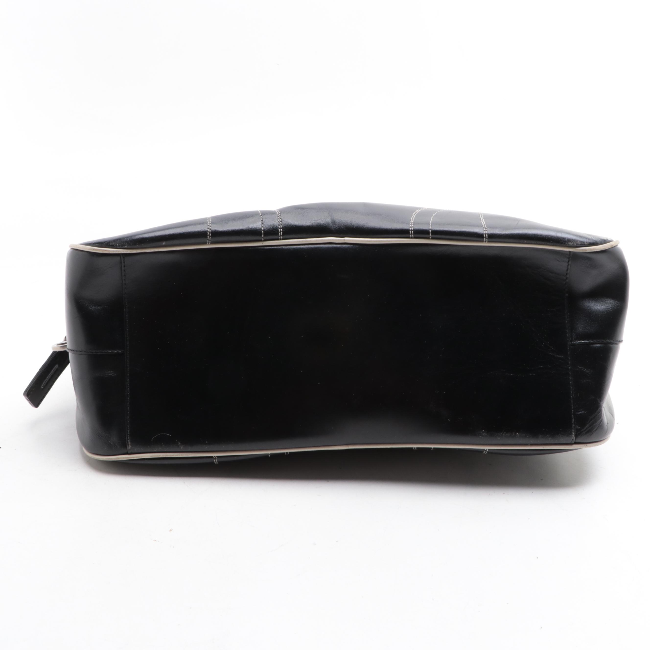 Prada Bowling Bag B11296 in Easy Calf Leather with Contrast Trim