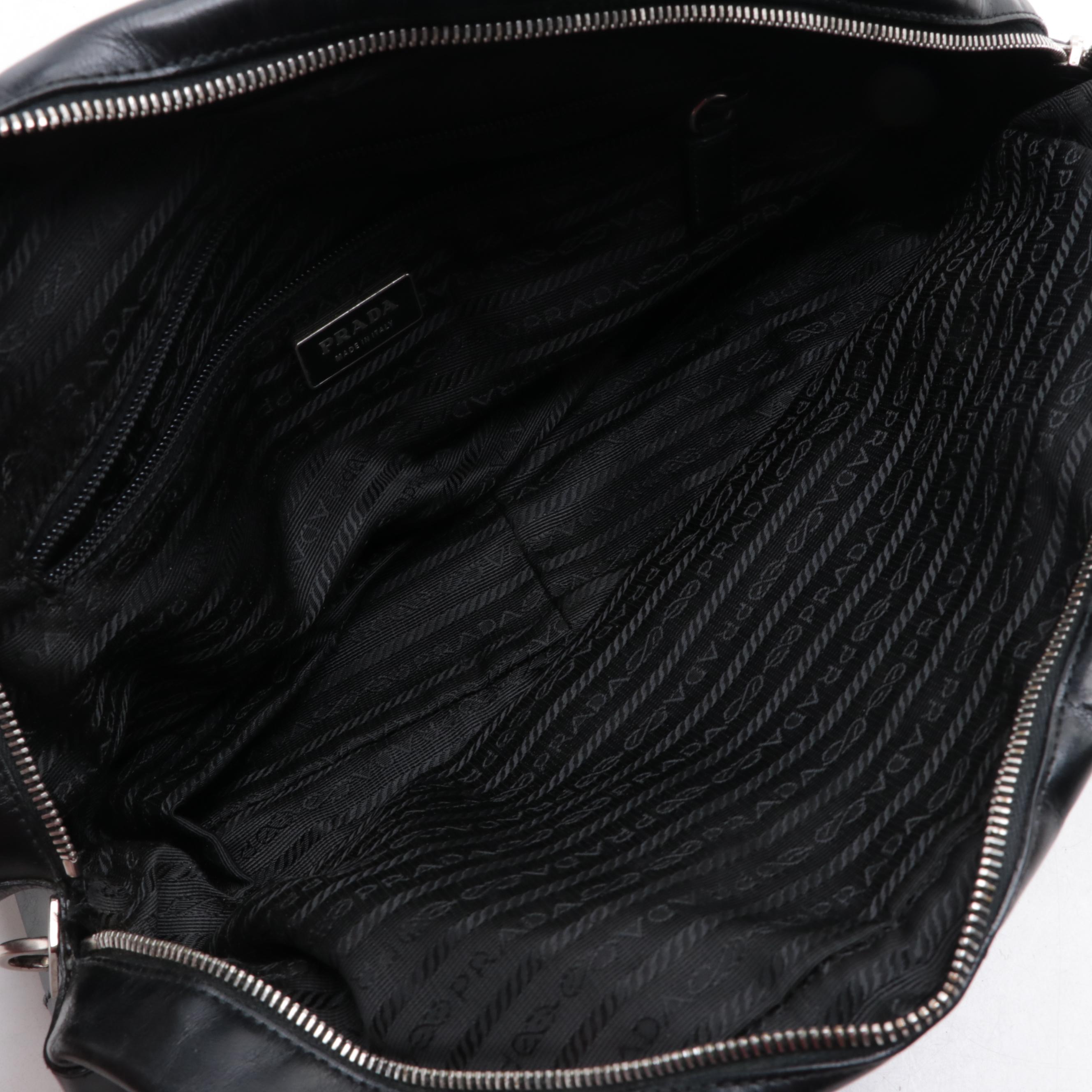 Prada Bowling Bag B11296 in Easy Calf Leather with Contrast Trim