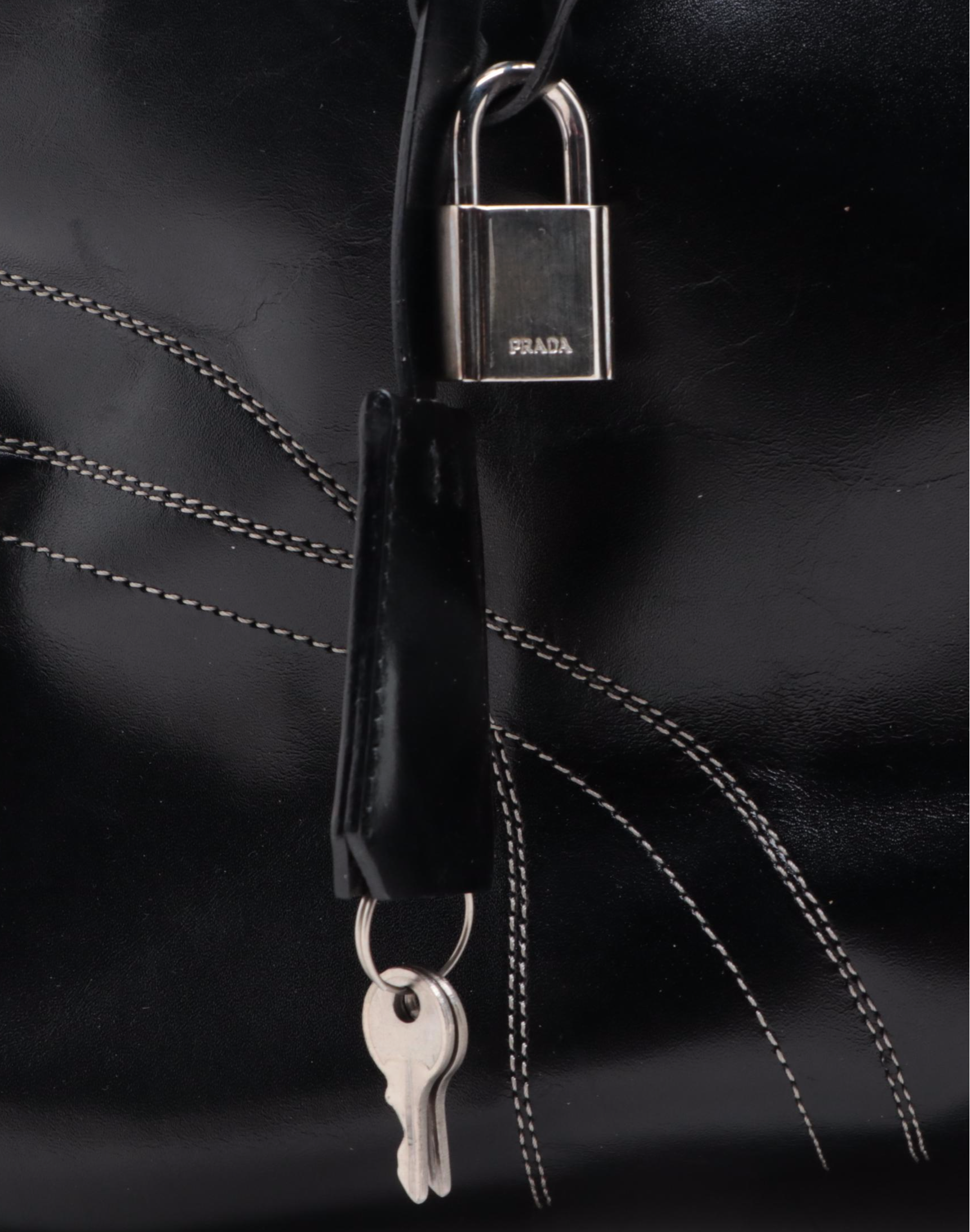 Prada Bowling Bag B11296 in Easy Calf Leather with Contrast Trim