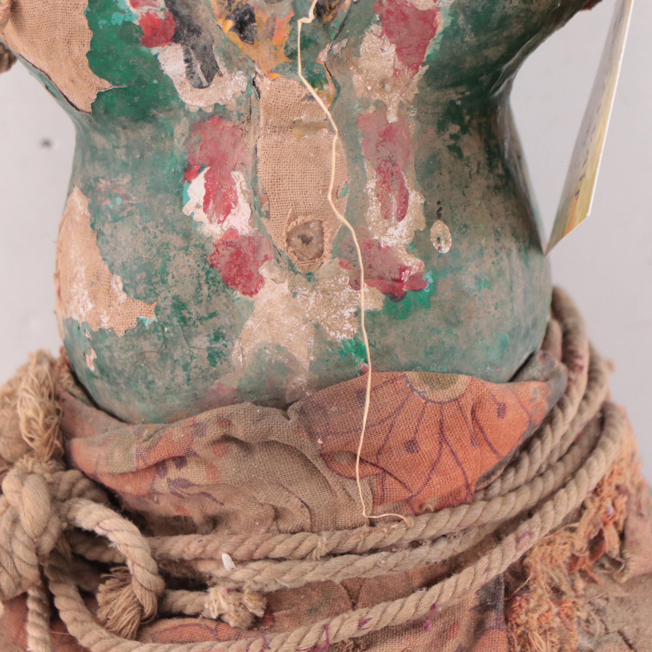 Indian Painted Wood Nobleman Rider Figure Fragment, Late 19th Century