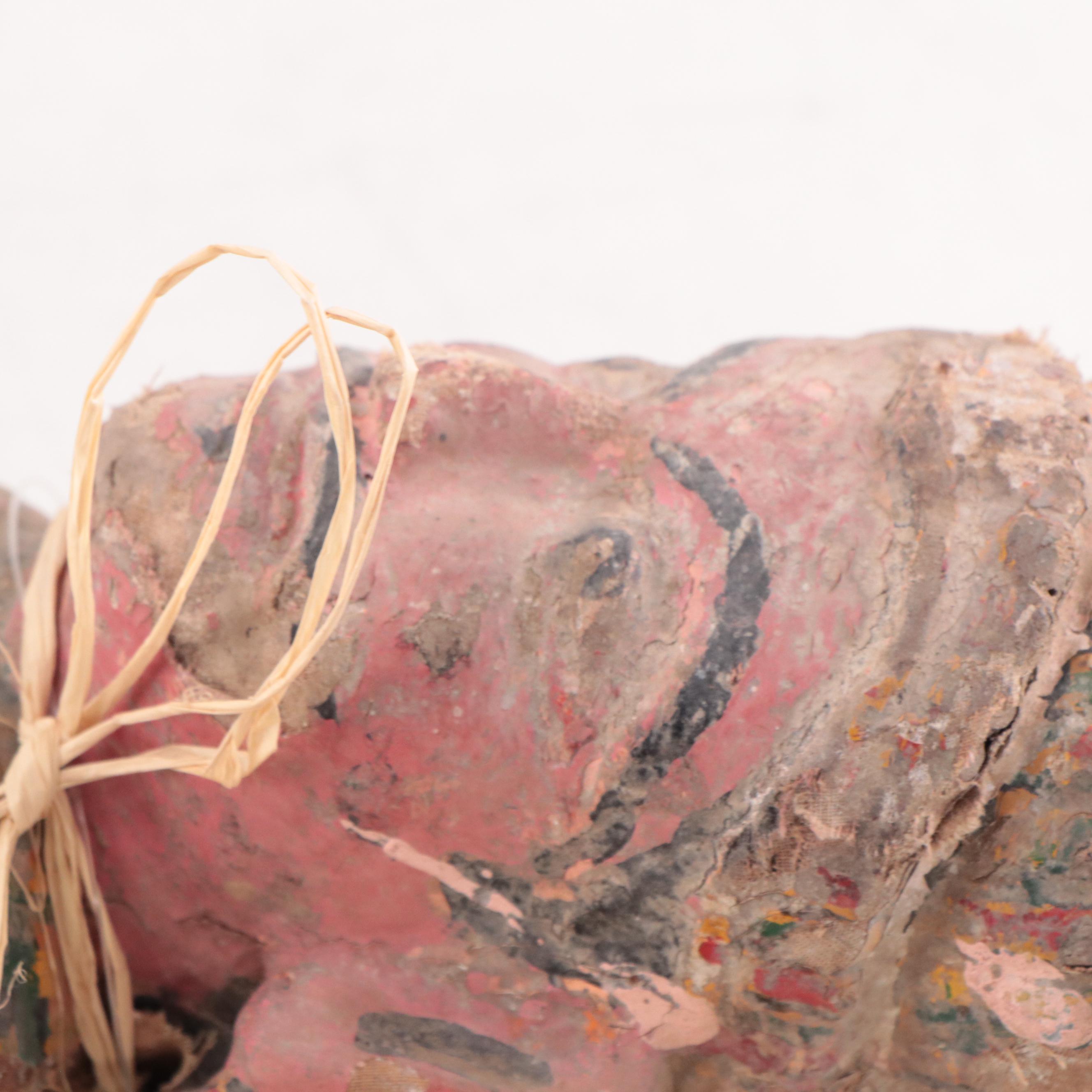 Indian Painted Wood Nobleman Rider Figure Fragment, Late 19th Century