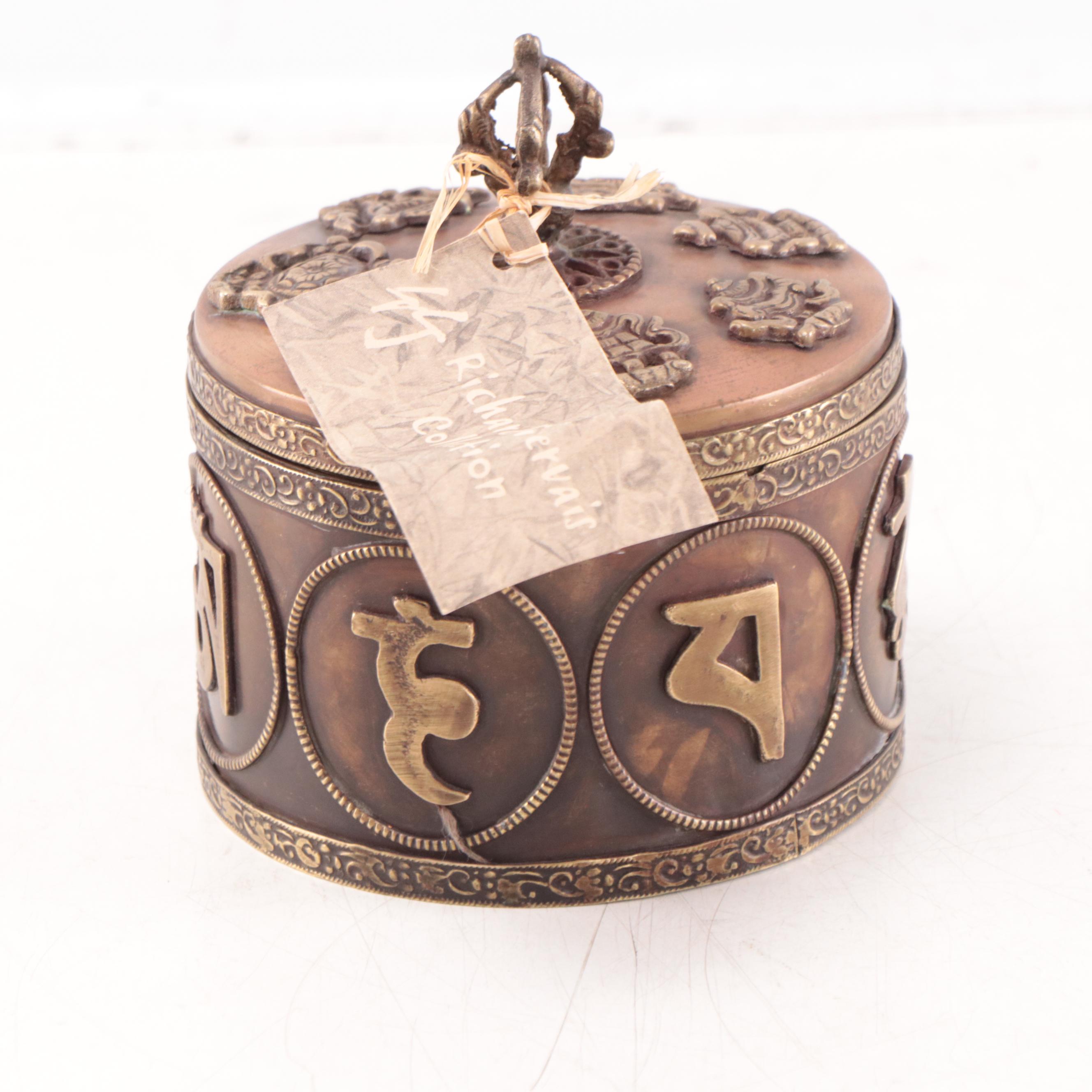 Bhutanese Copper and Brass Buddhist Storage Vessel, Late 20th Century