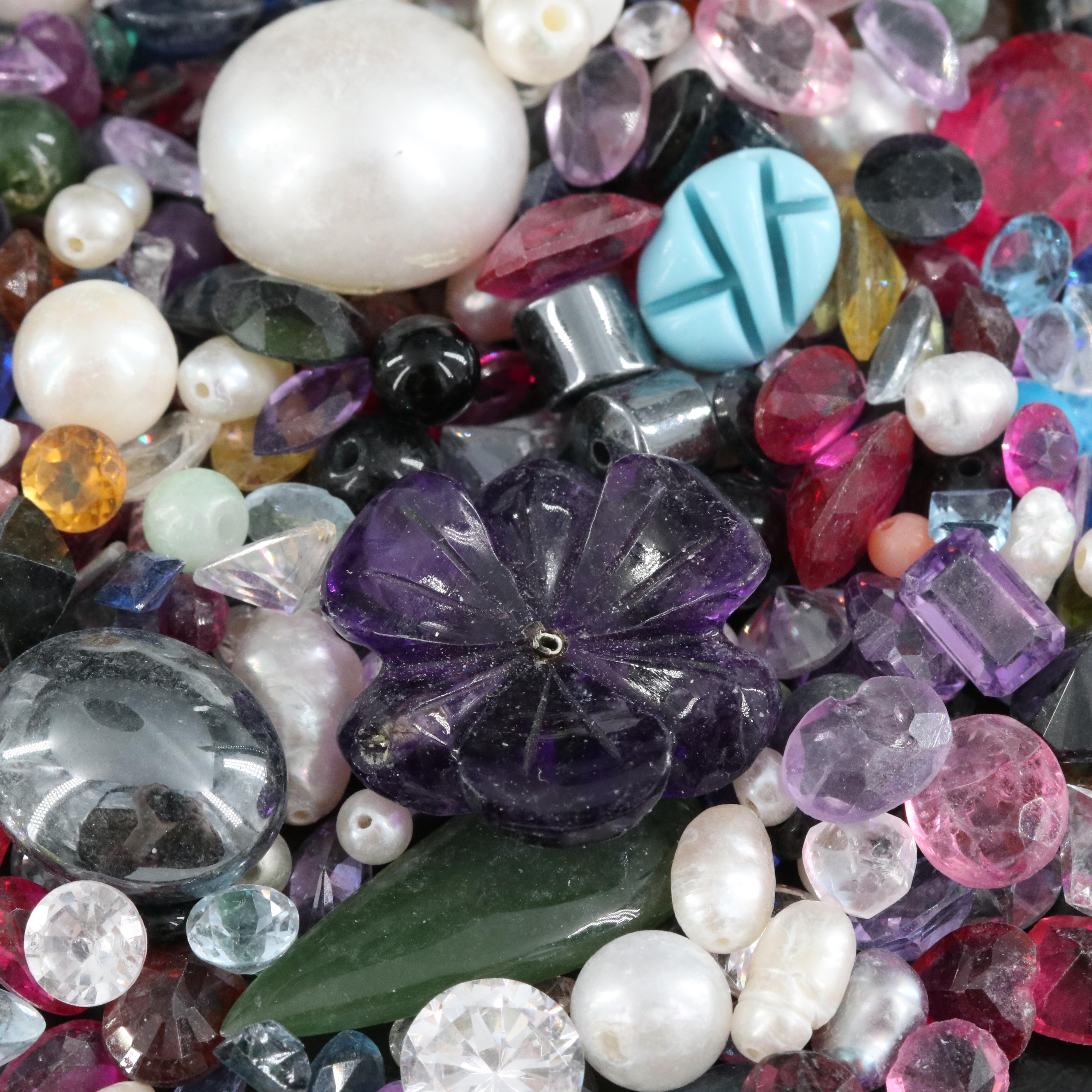 Loose Amethyst, Pearl, Cubic Zirconia and Additional Gemstones