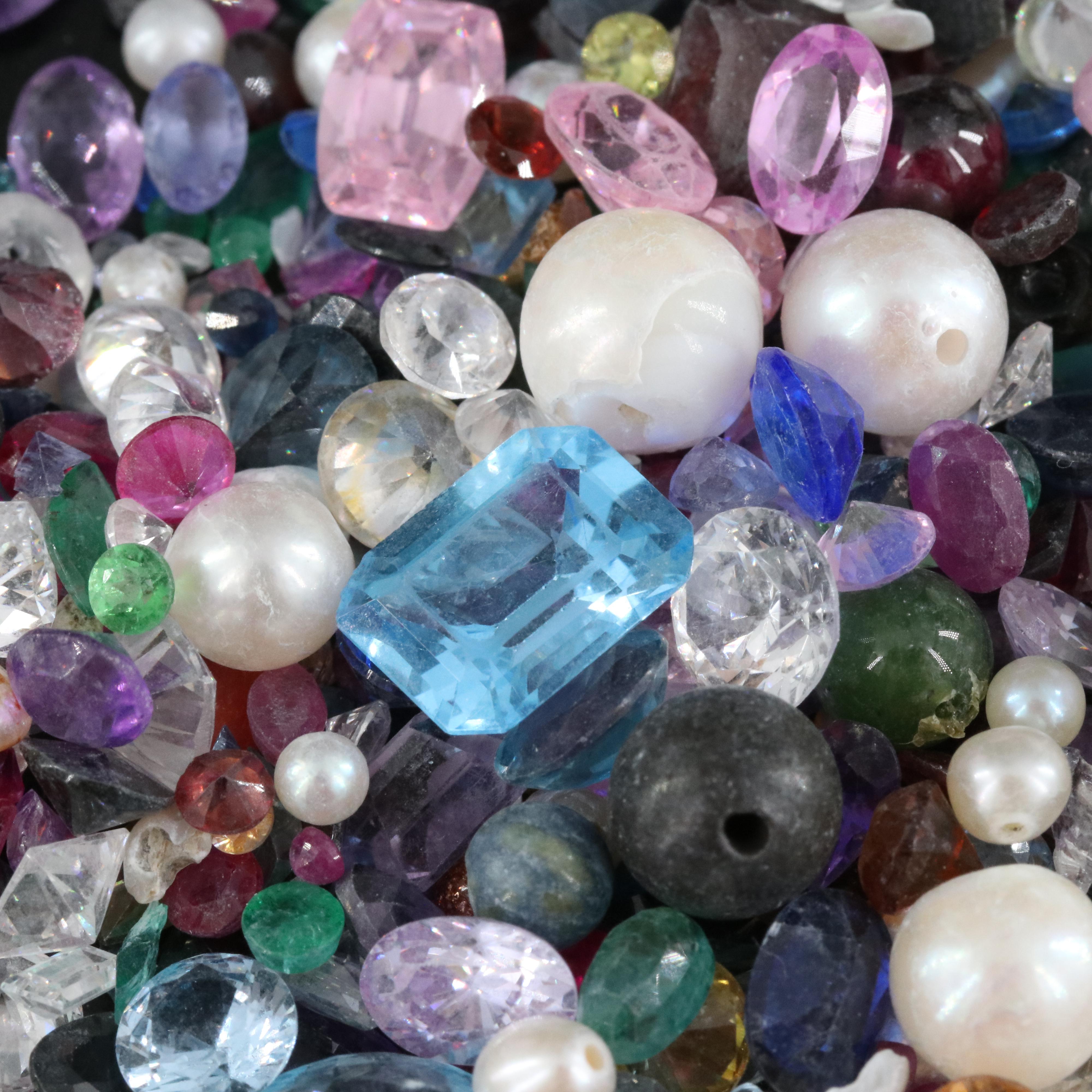 Loose Amethyst, Pearl, Cubic Zirconia and Additional Gemstones