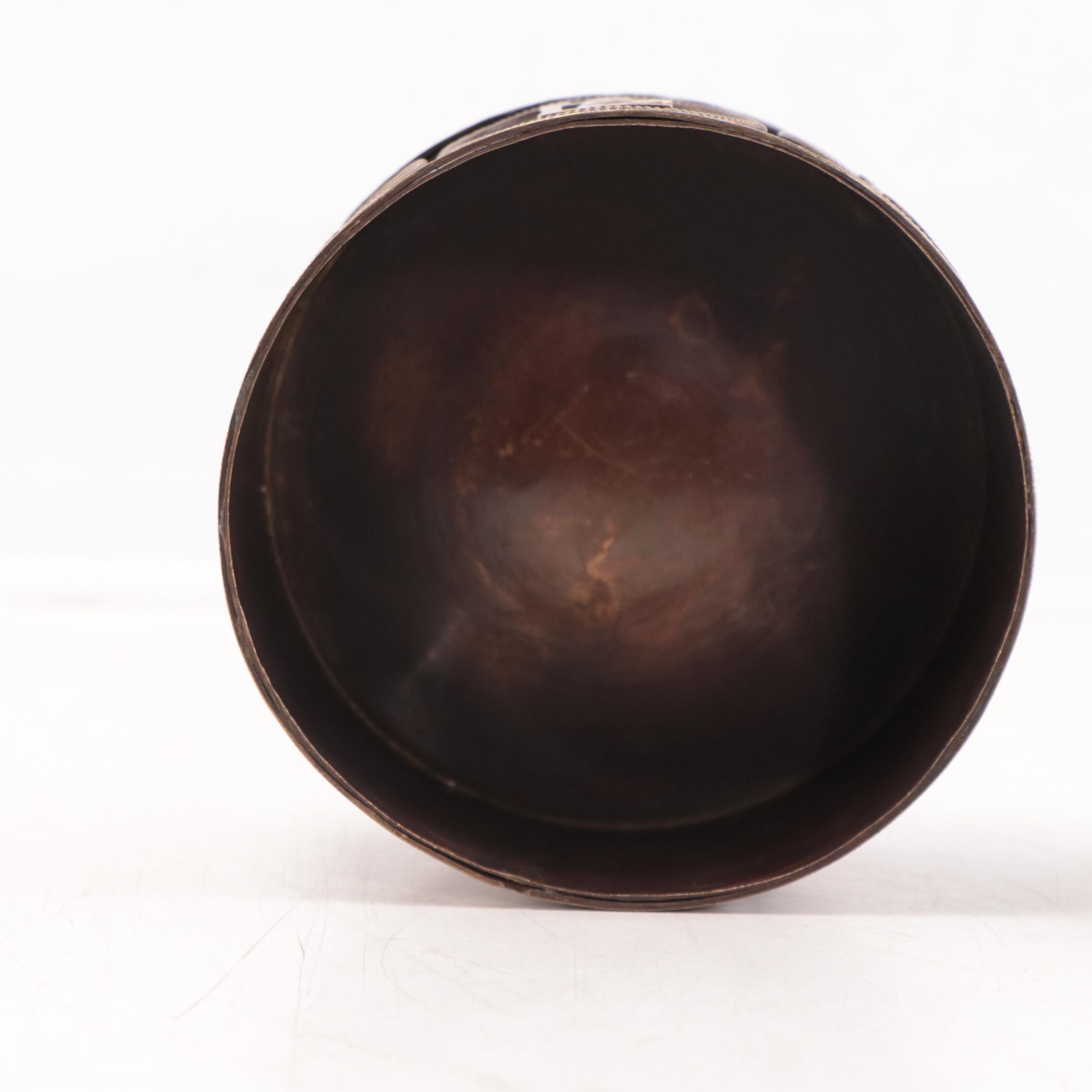 Bhutanese Copper and Brass Buddhist Storage Vessel, Late 20th Century