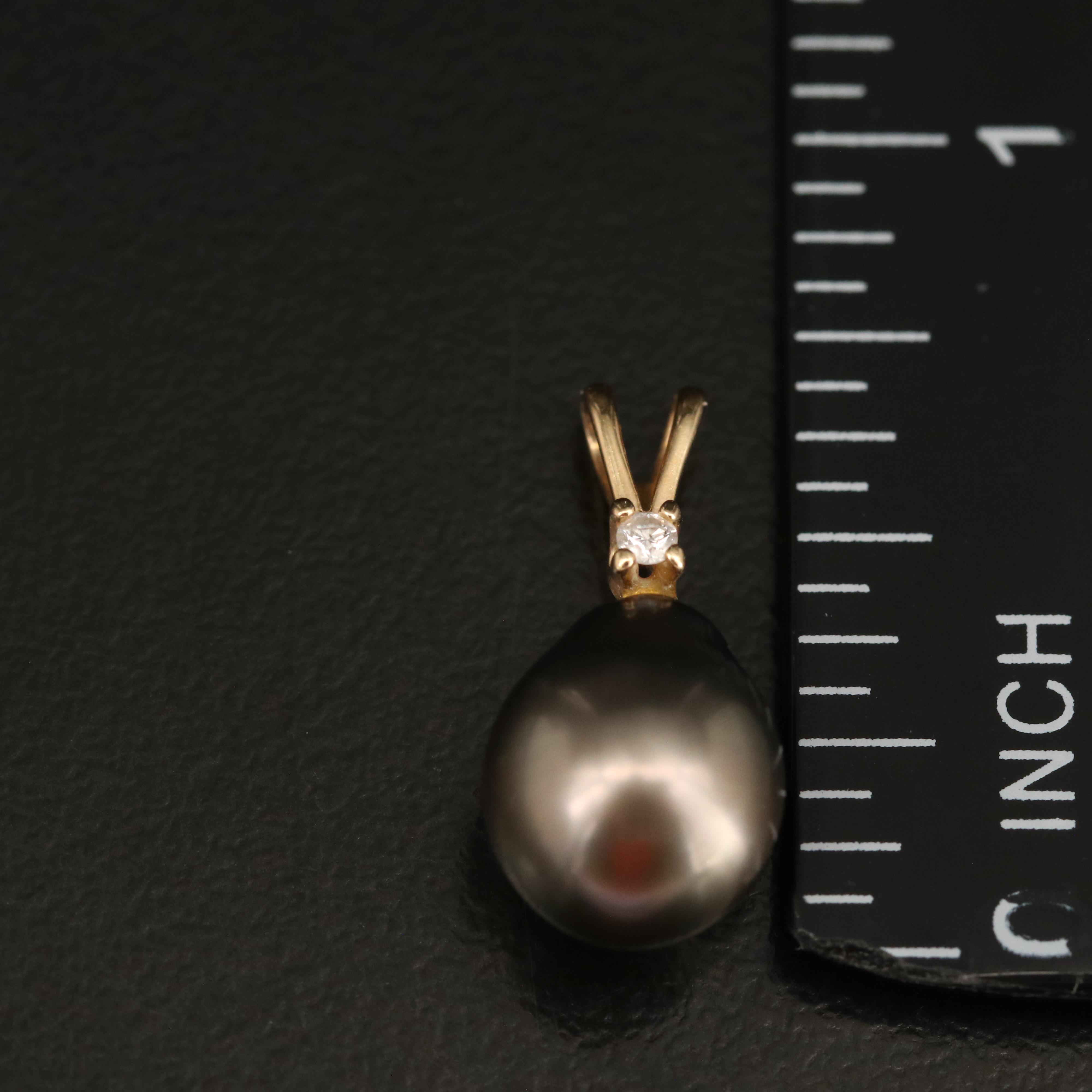 14K Pearl and Diamond Pendant