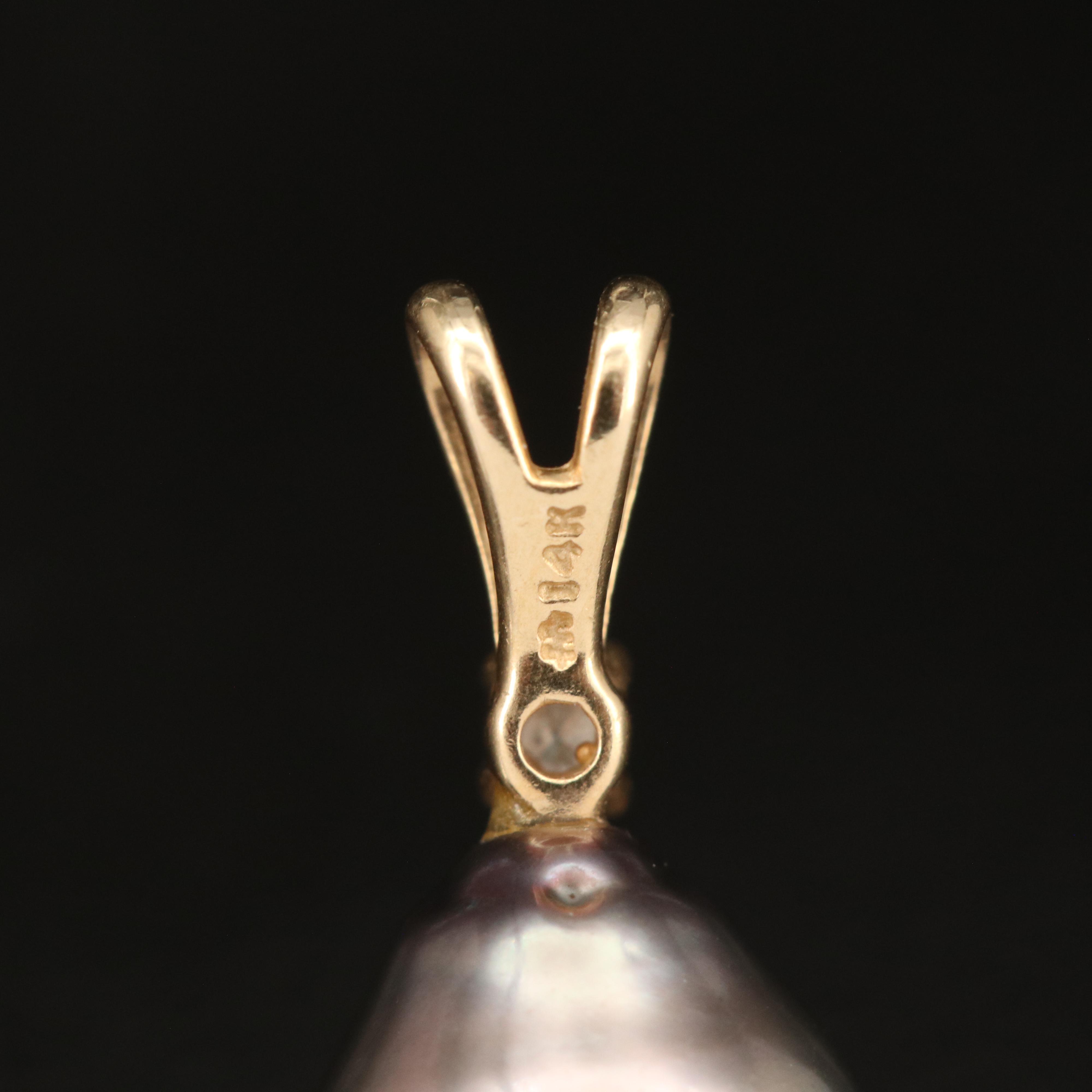 14K Pearl and Diamond Pendant
