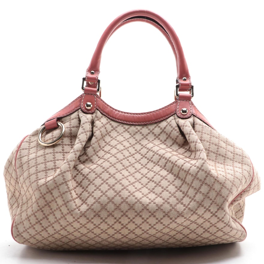 Gucci Medium Sukey Handbag in Diamante Jaquard Canvas and Leather
