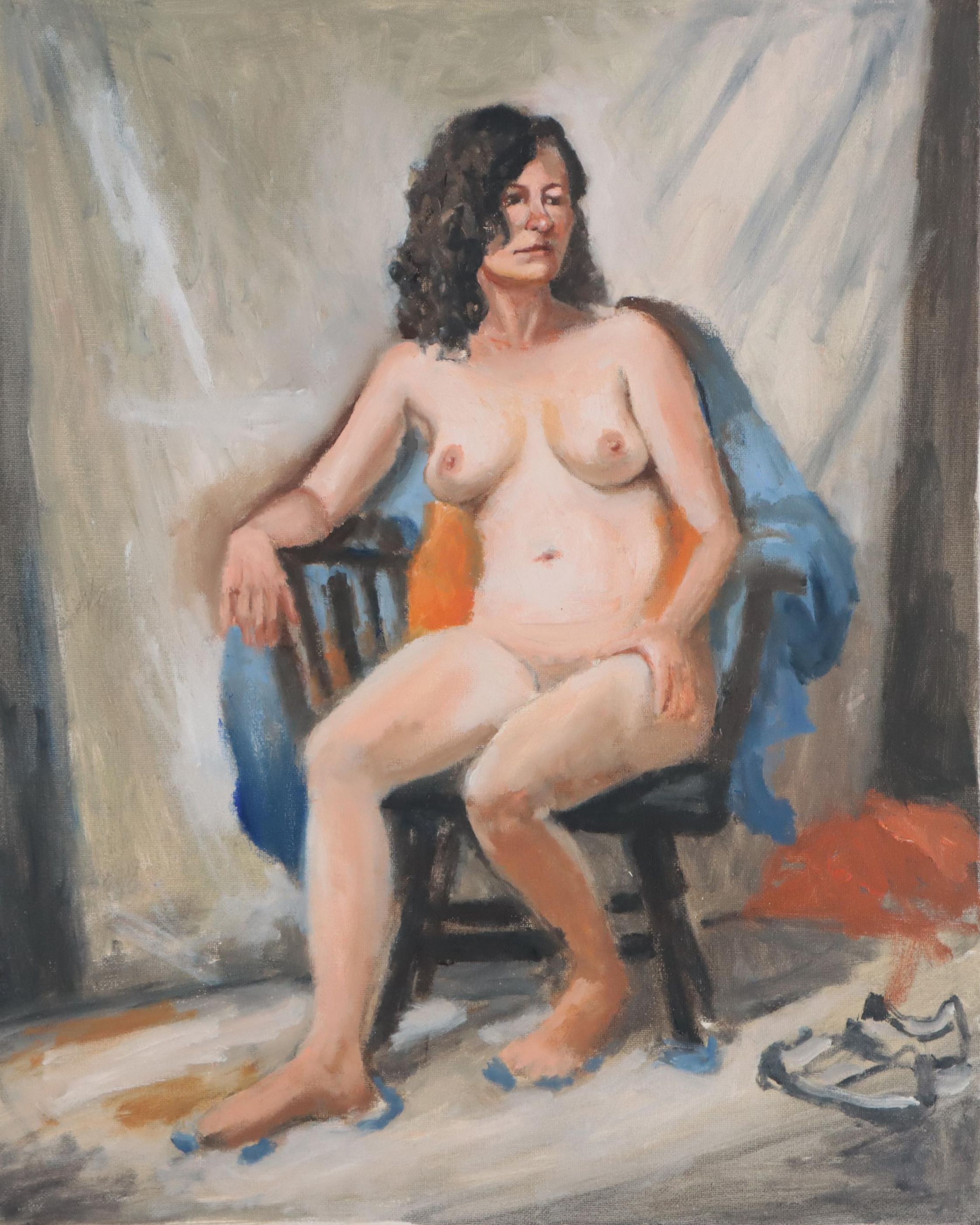 Oil Portrait of Seated Nude, Circa 2000