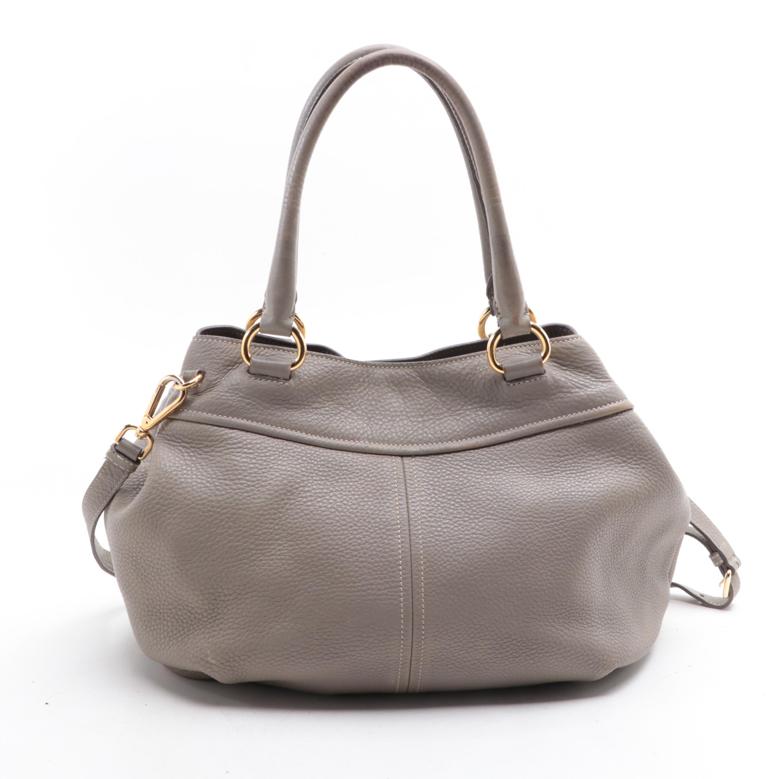 Prada Two-Way Bag in Grey Deerskin Leather with Shoulder Strap
