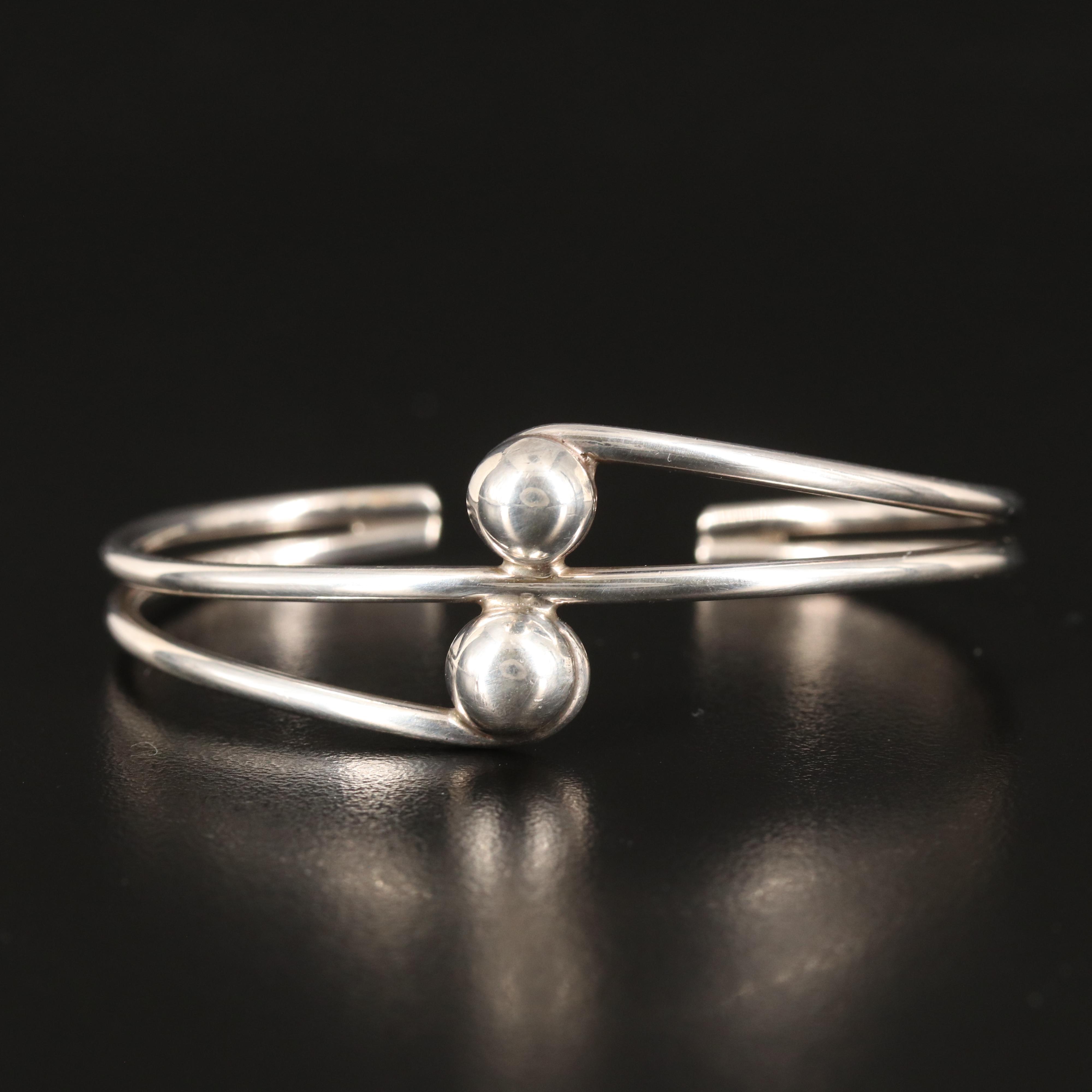 Mexican Sterling Double Ball Cuff
