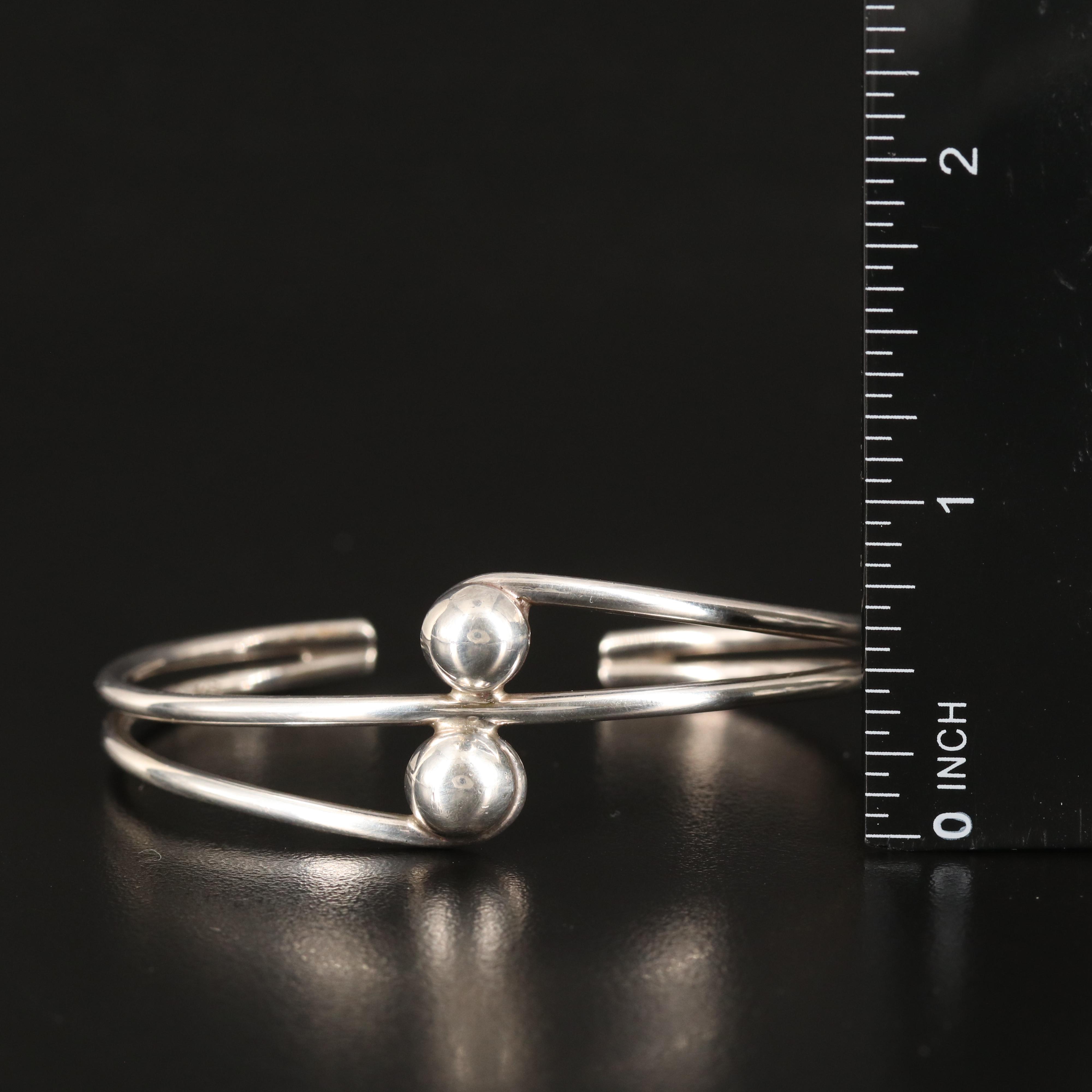 Mexican Sterling Double Ball Cuff