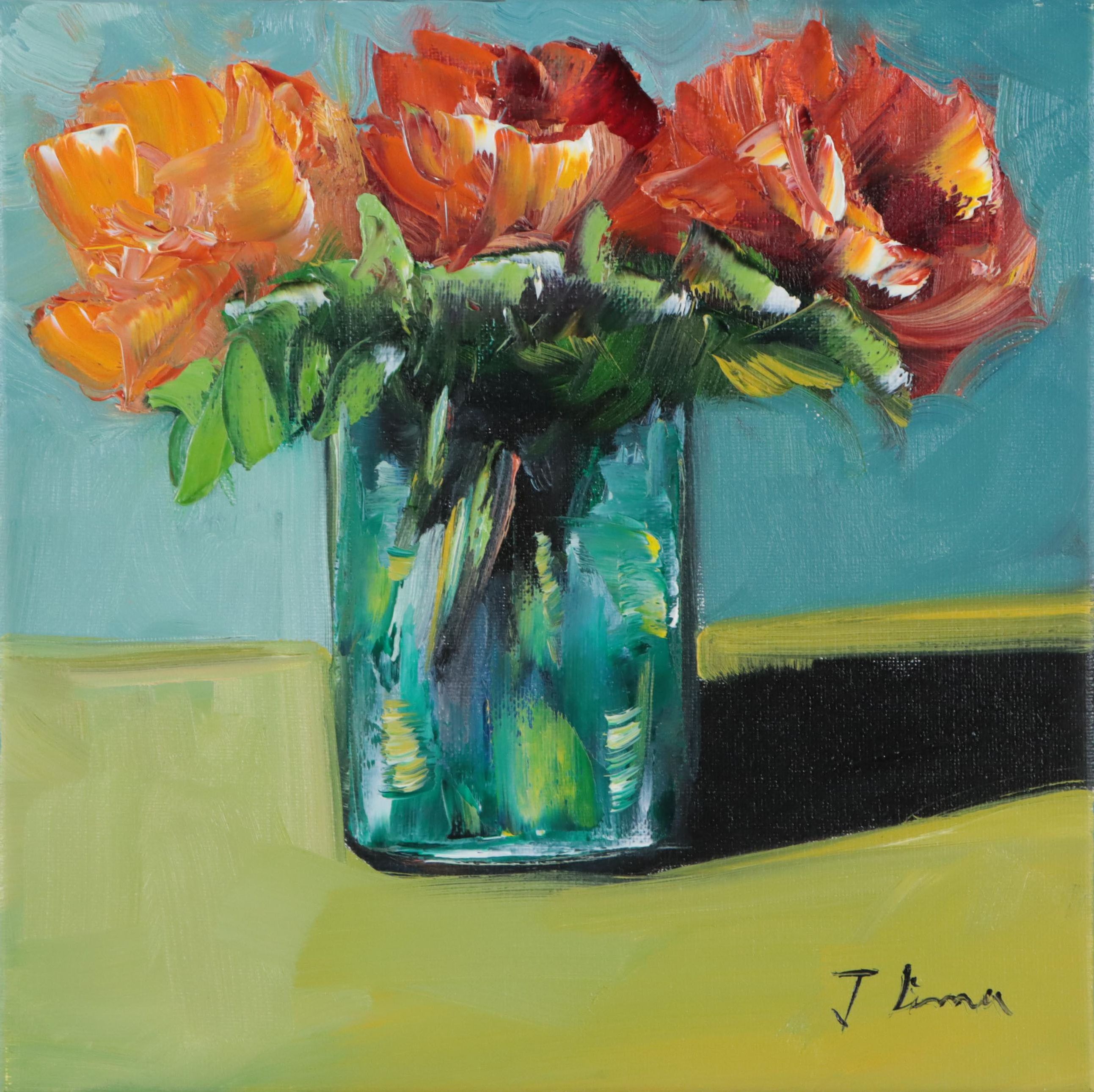 José M. Lima Floral Still Life Oil Painting, 2023
