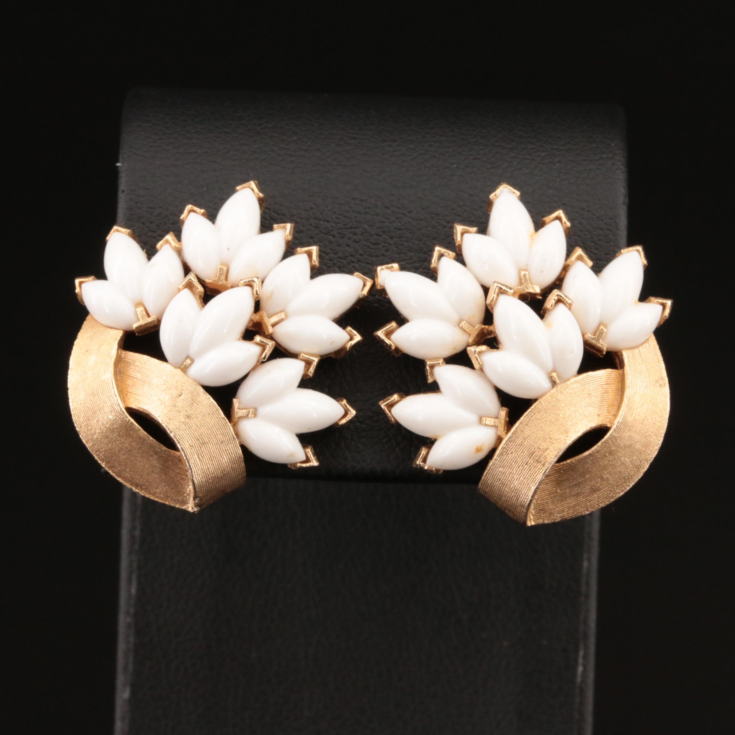 Trifari Floral Spray Earrings