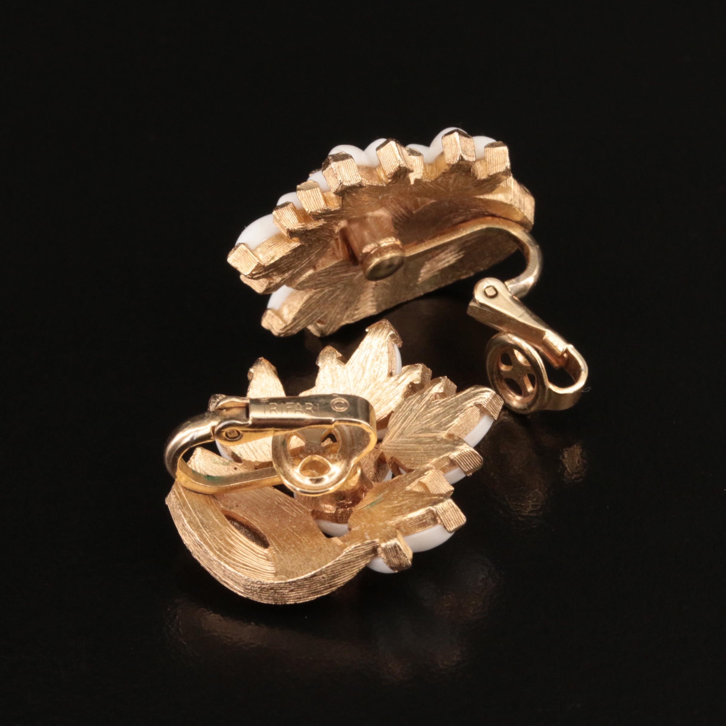 Trifari Floral Spray Earrings