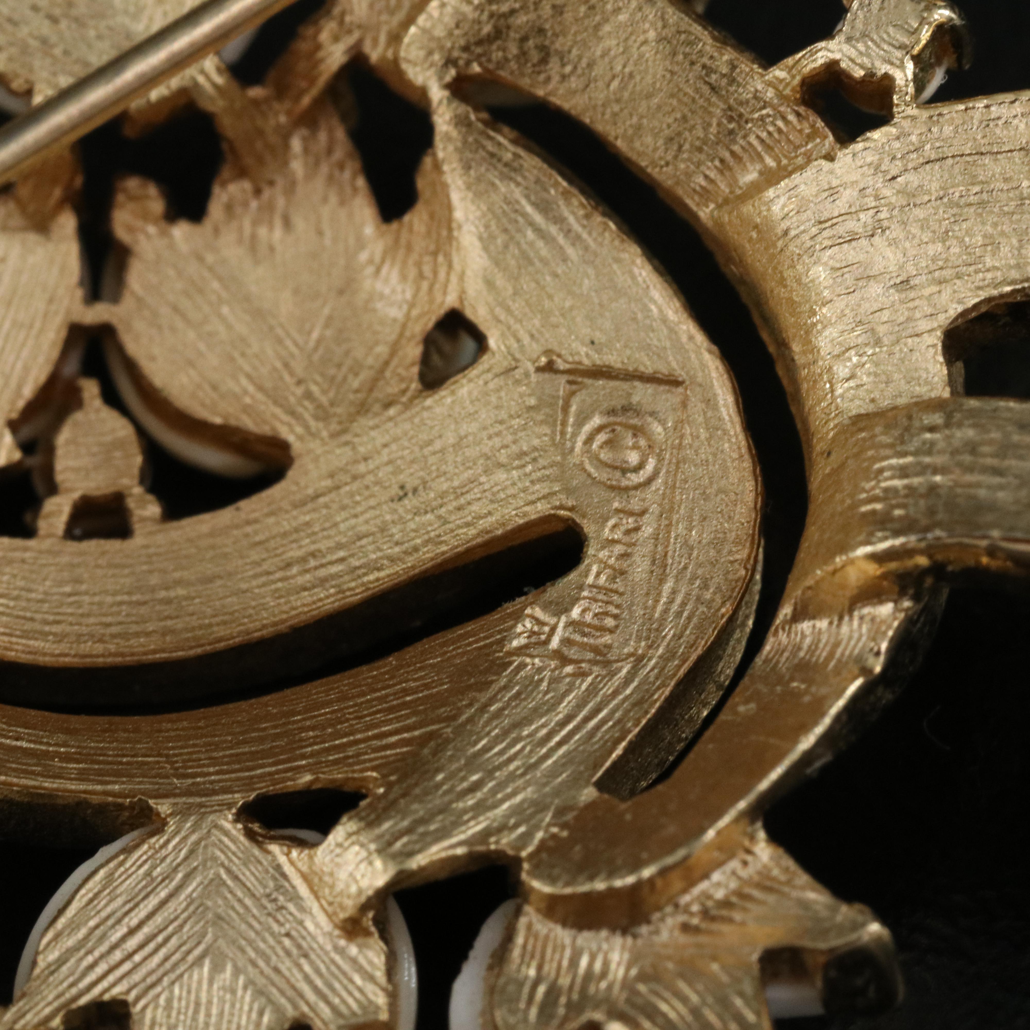 Trifari Contemporary Resin Floral Bouquet Brooch