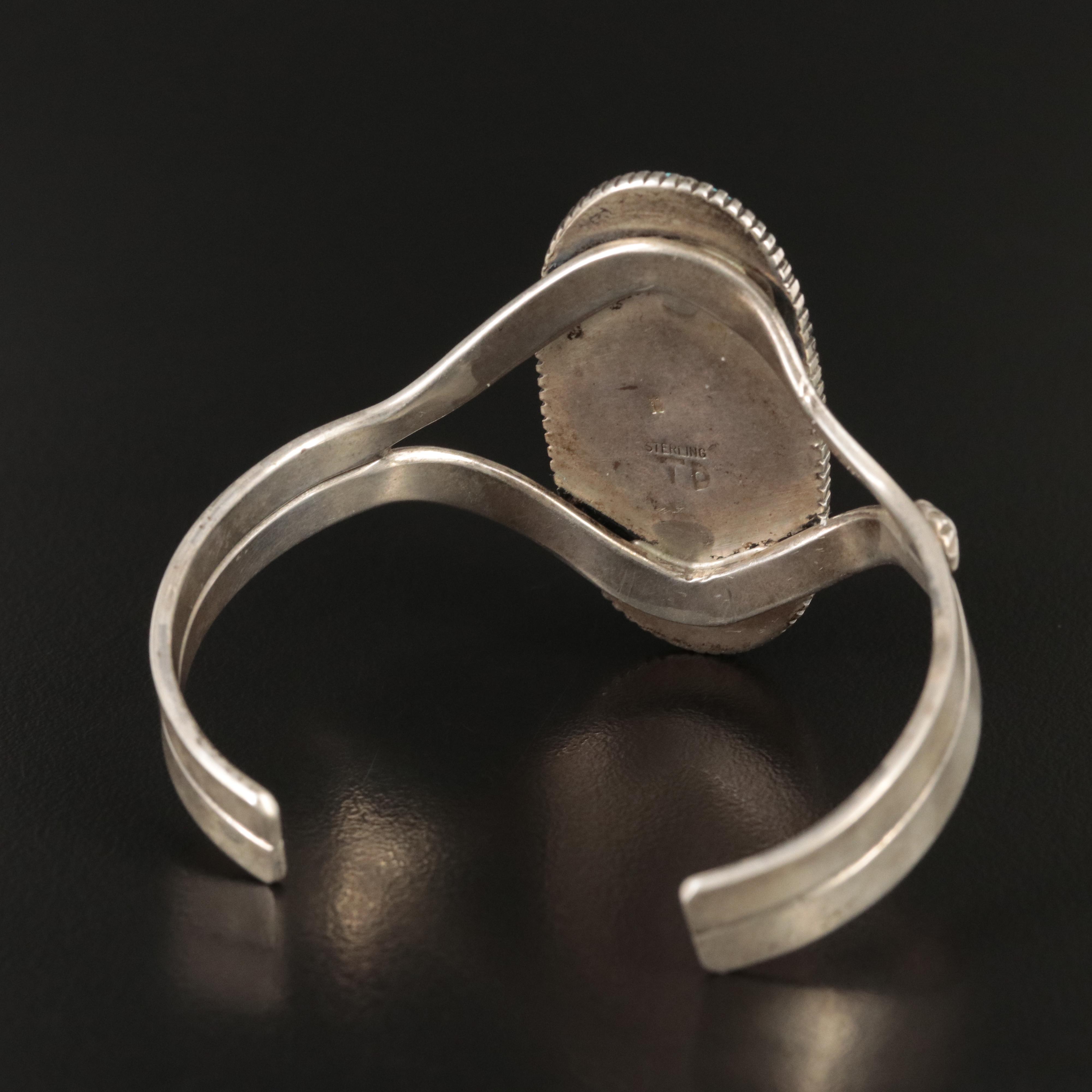 Tom David Navajo Diné Sterling Gaspeite and Turquoise Cuff