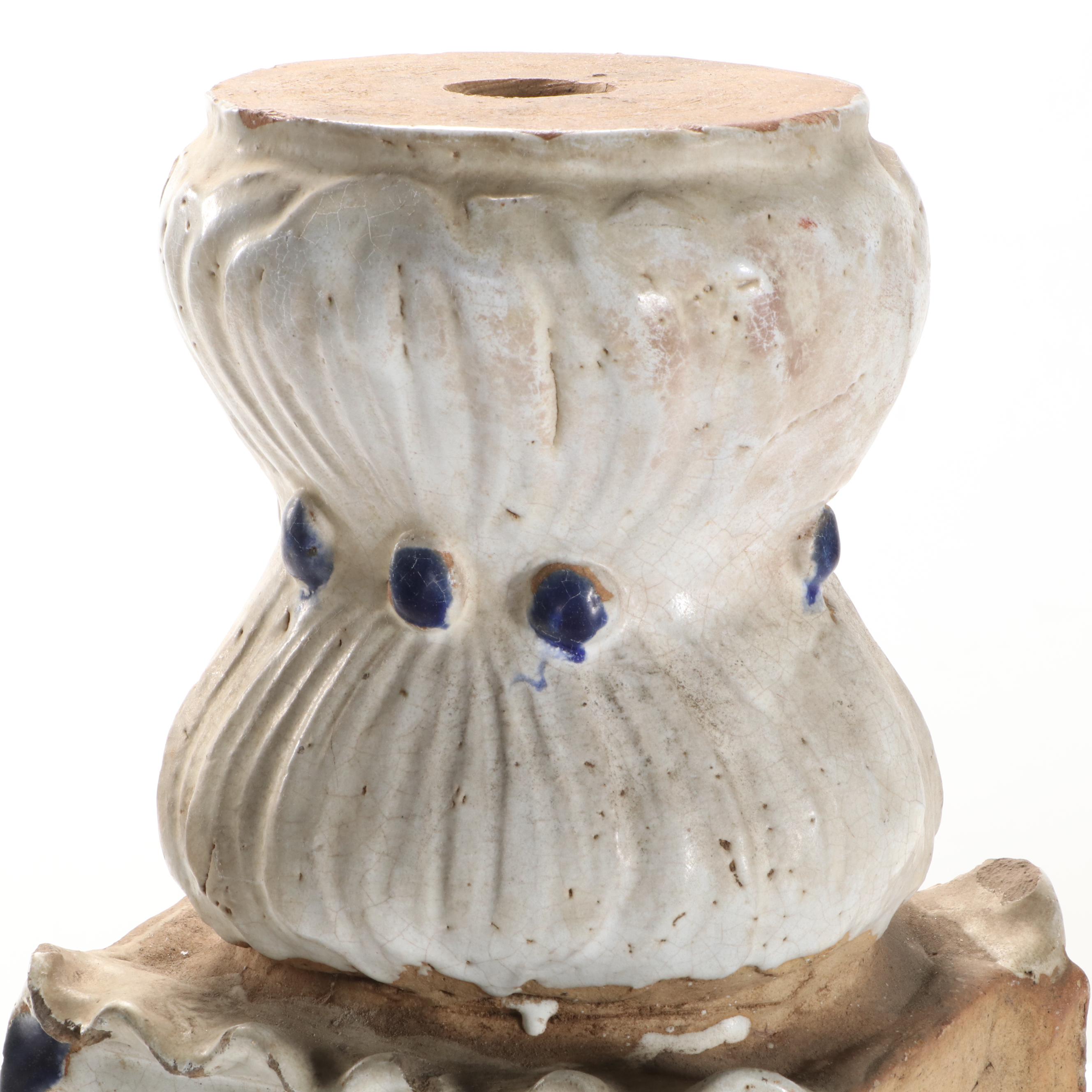 Vietnamese Polychrome Ceramic Roof Tile Fragment, 19th Century