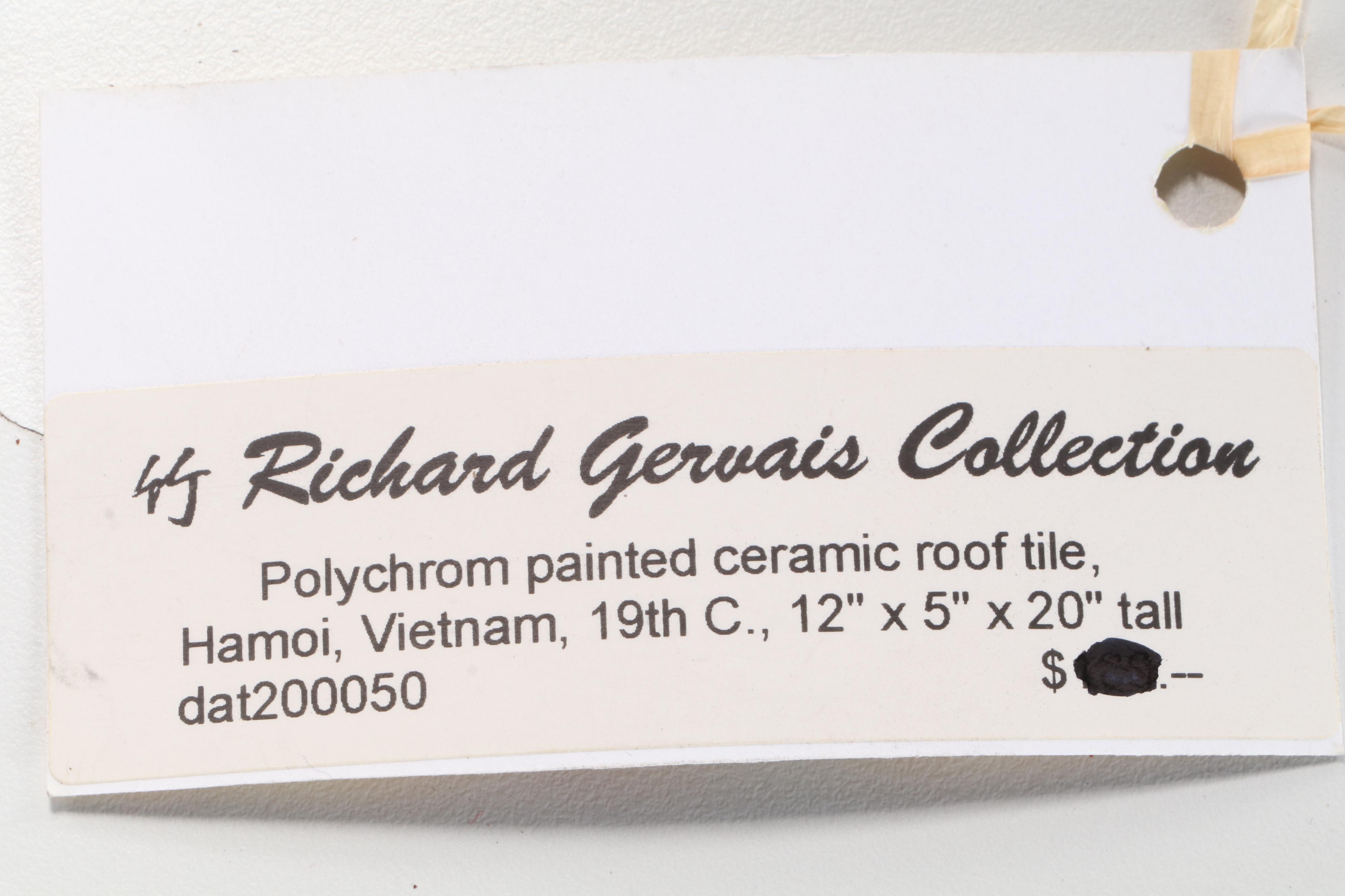 Vietnamese Polychrome Ceramic Roof Tile Fragment, 19th Century