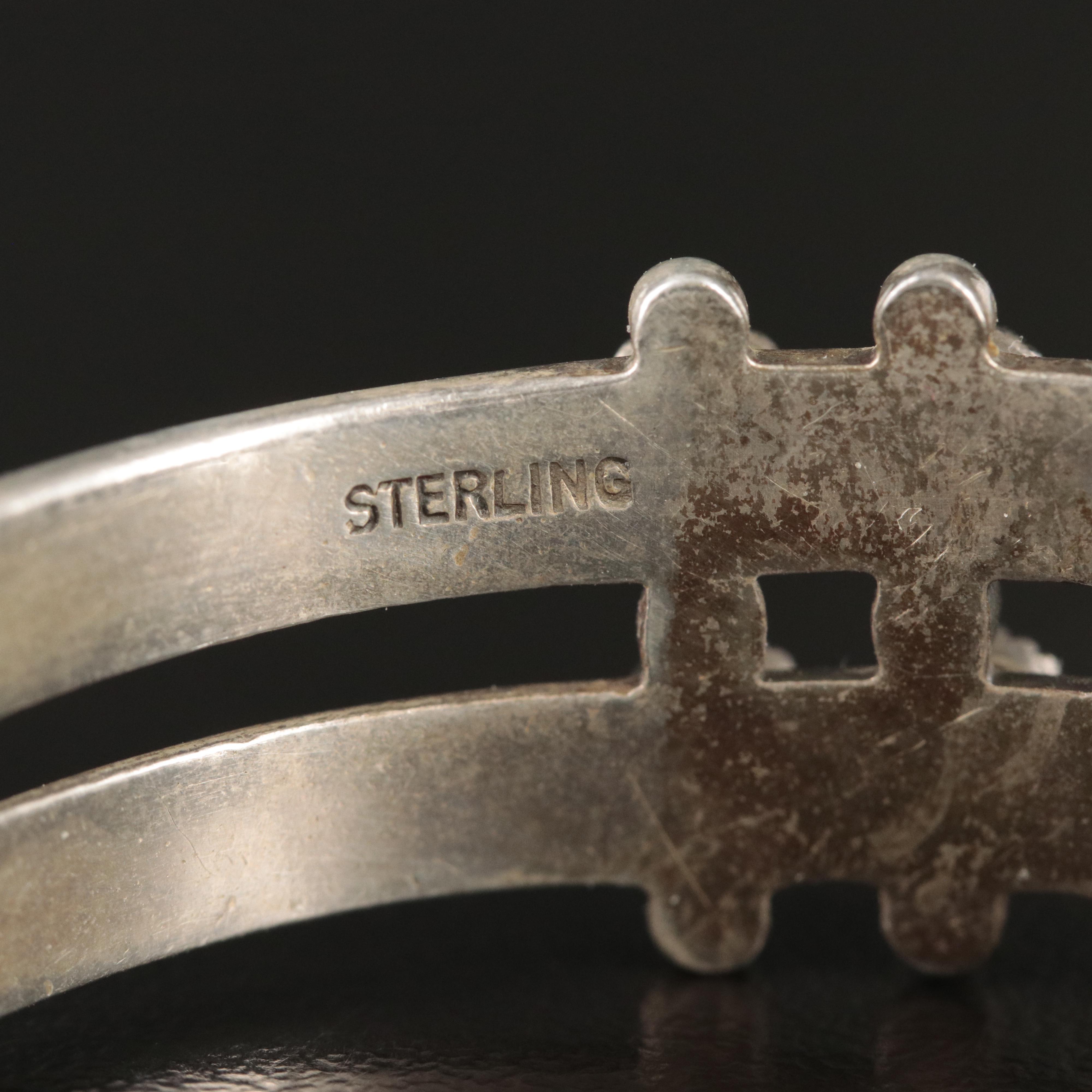 Southwestern Sterling Turquoise Double Row Cuff